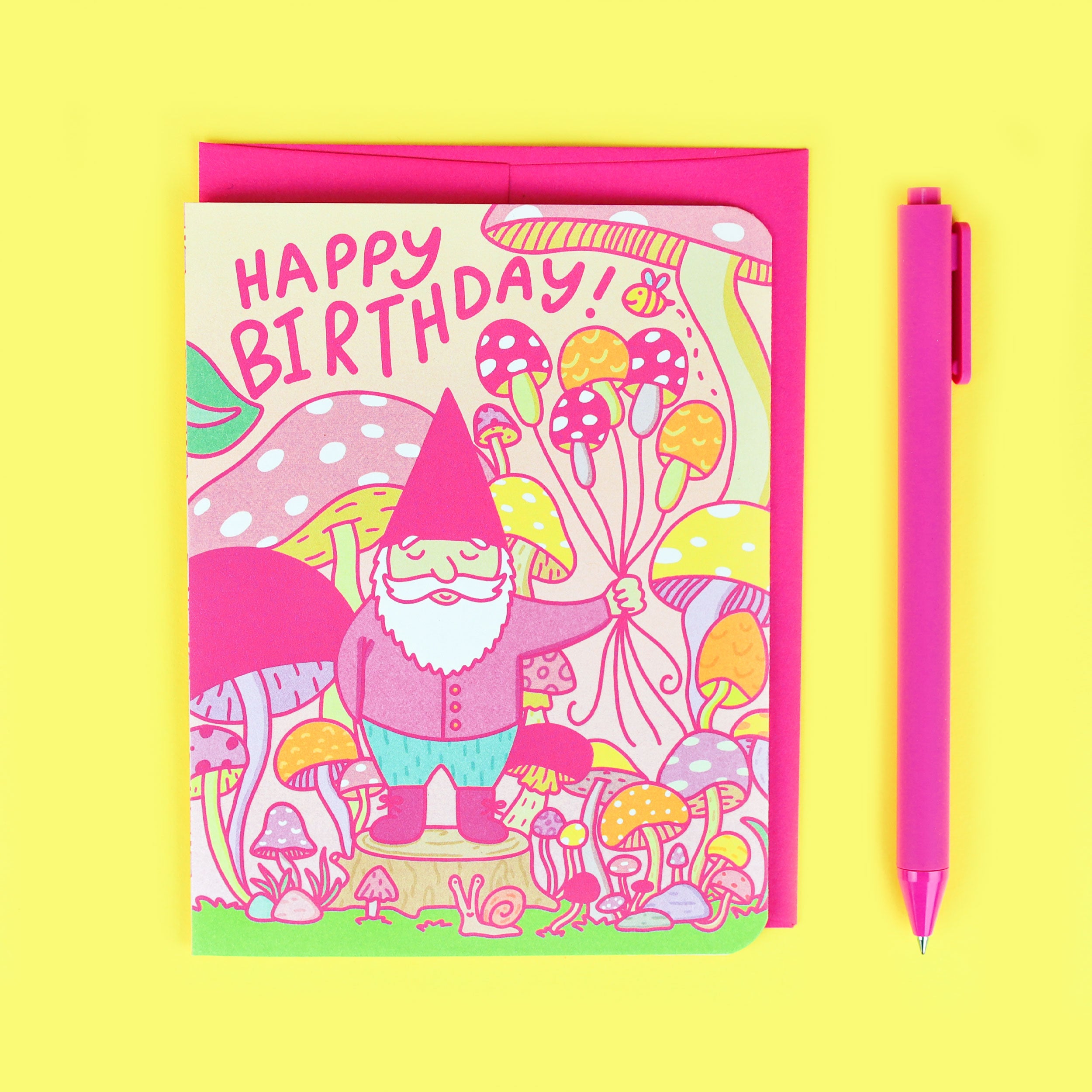 Gnome Garden Happy Birthday Card