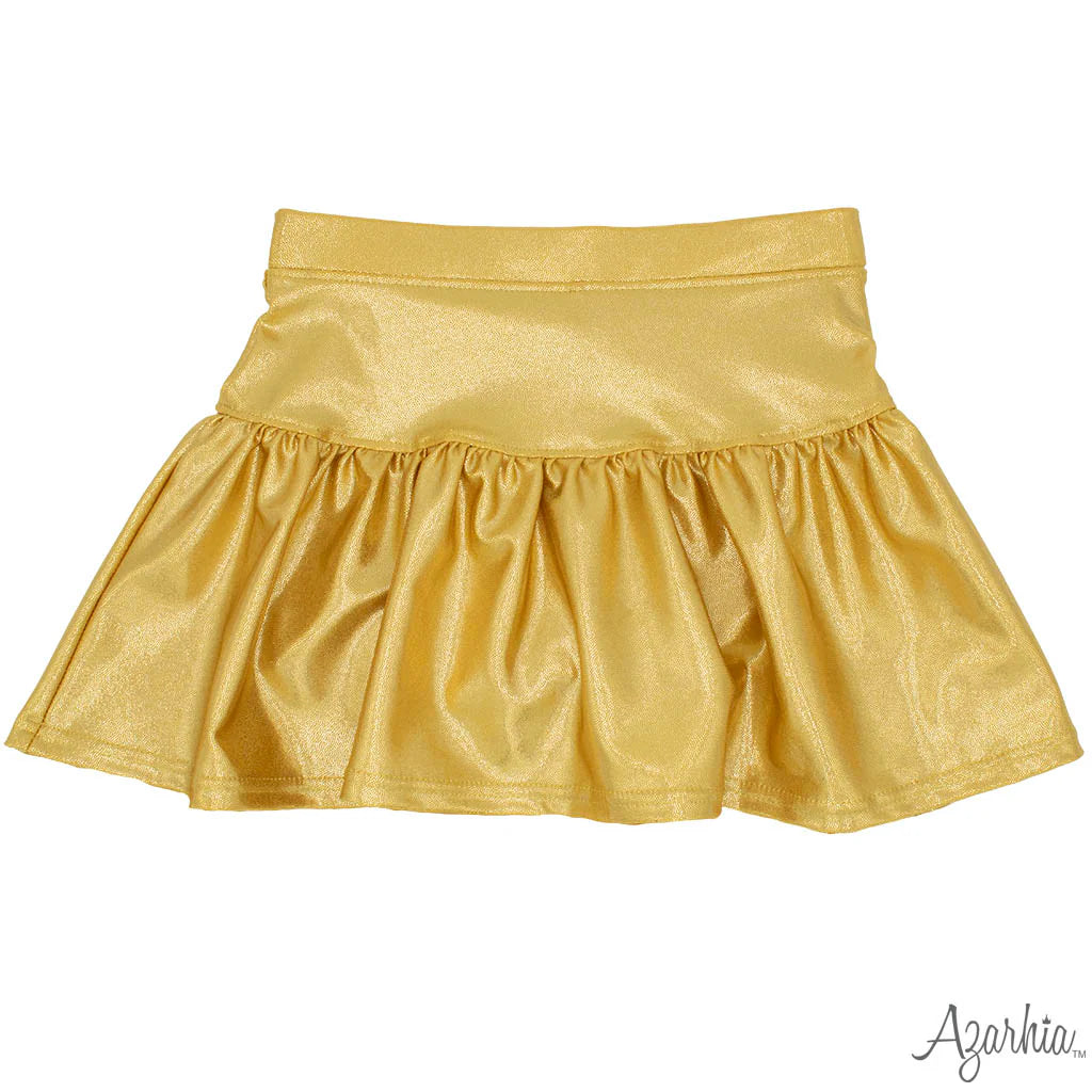 Gold Slick Metallic Gathered Skort