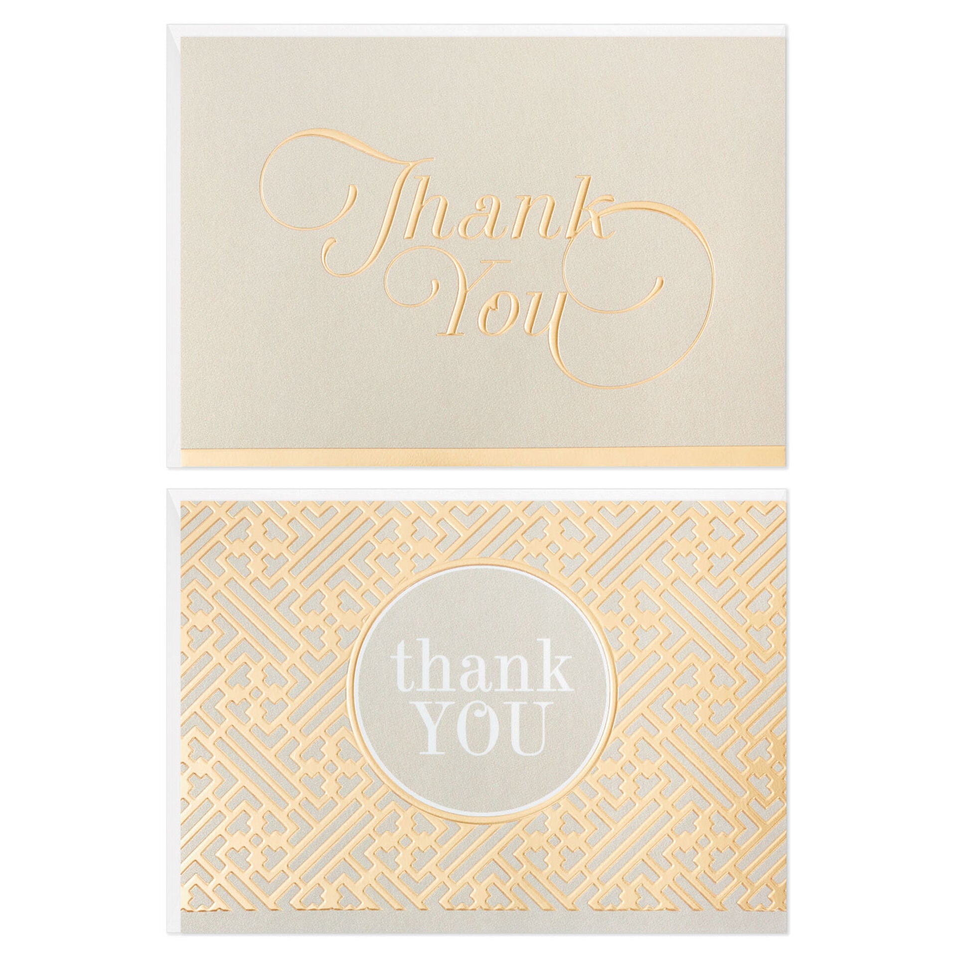 Gray and Gold Bulk Blank Thank-You Notes