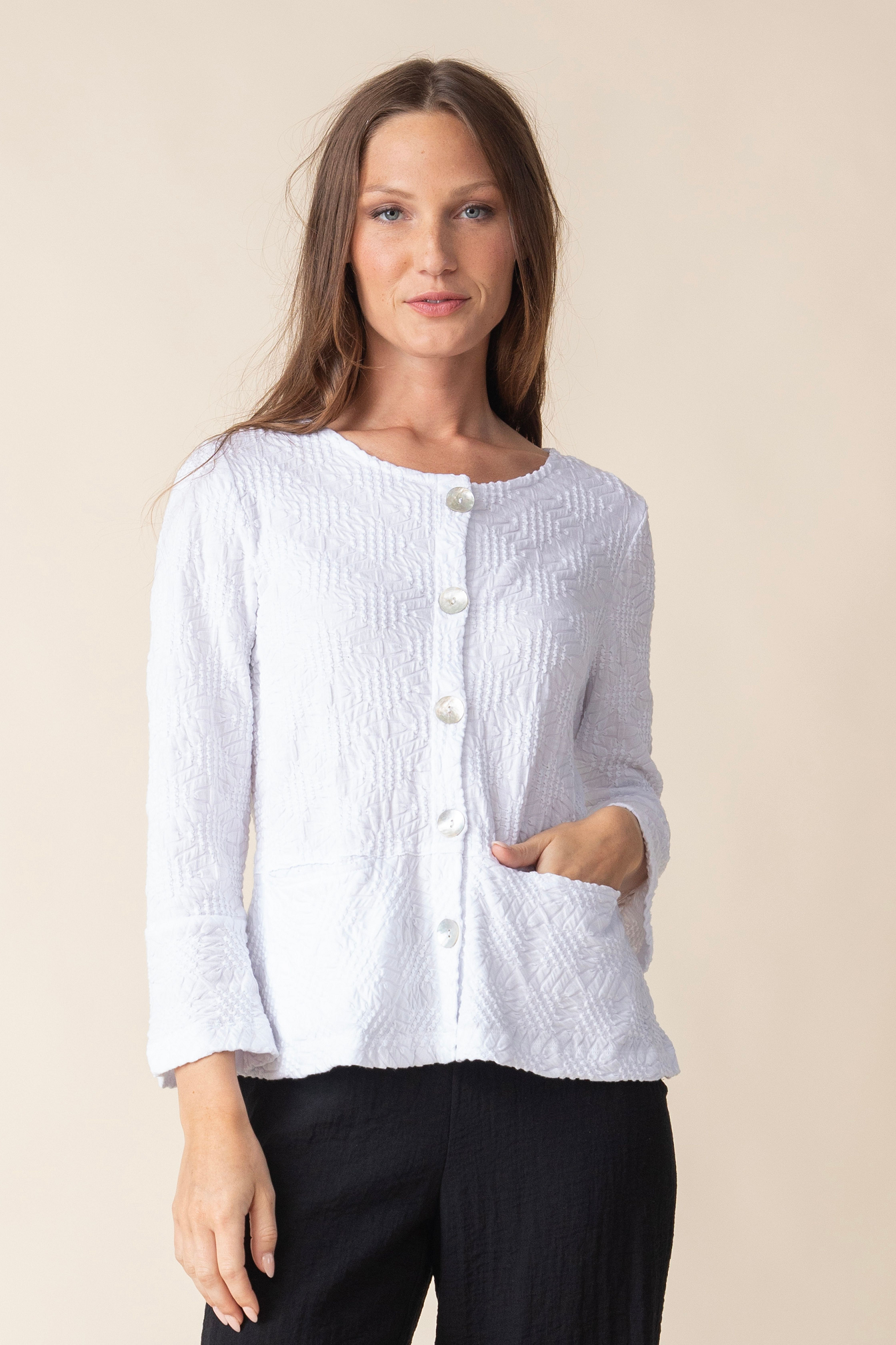 Sunburst Peplum Swing Jacket | 50% Off