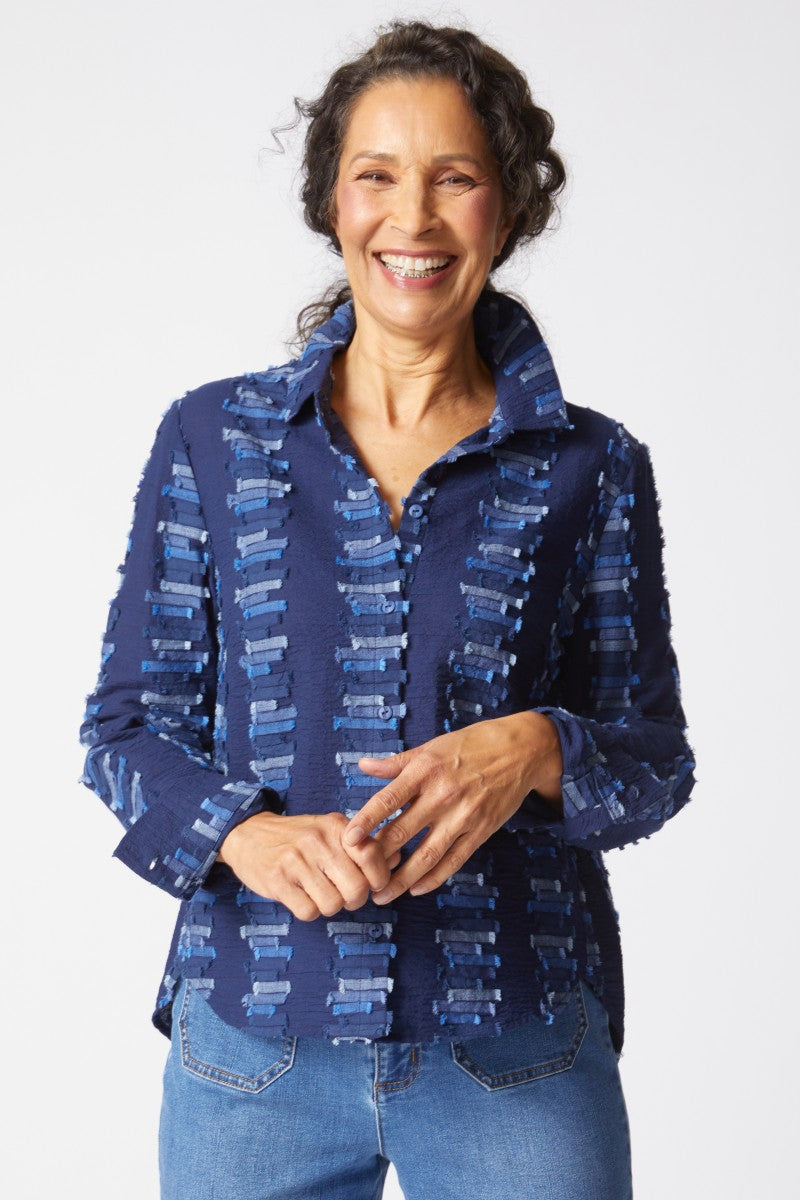Embroidered Shaped Hem Shirt