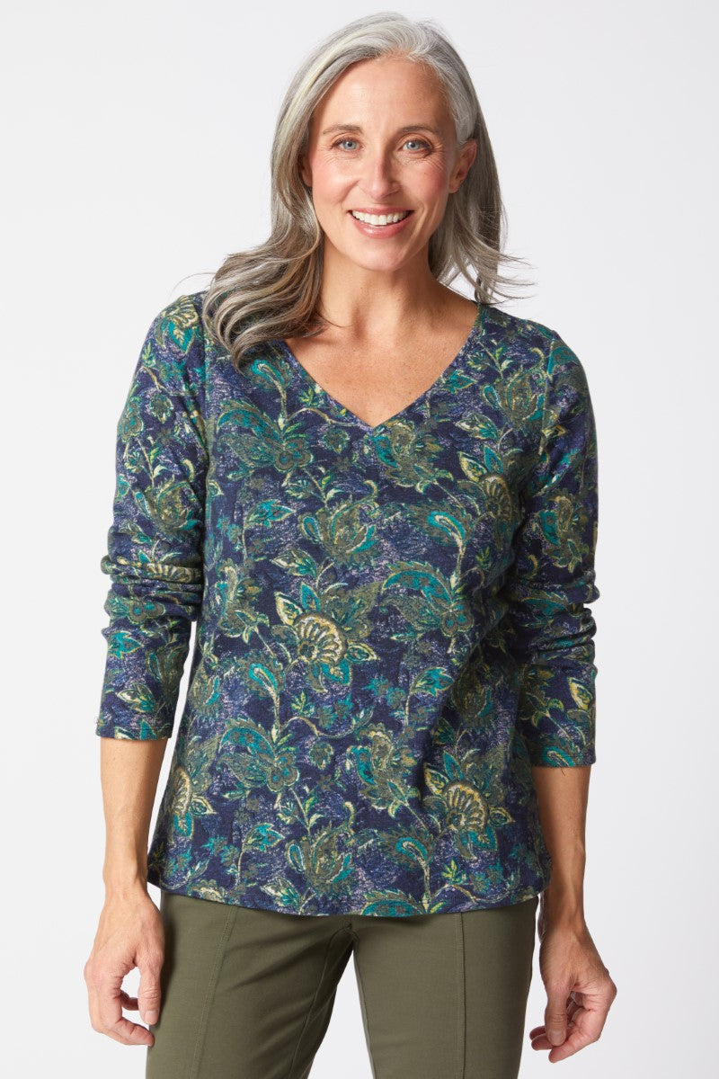Paisley Easy V-Neck Tee