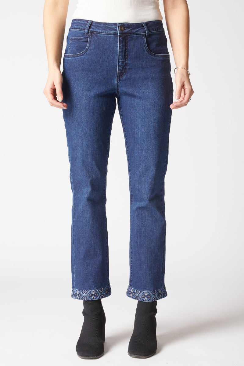 Slim Ankle Embroidered Jean