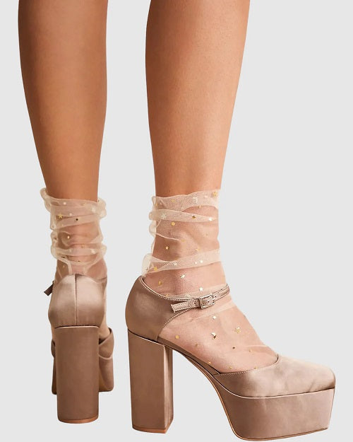 Starry Sky Tulle Socks / Gold