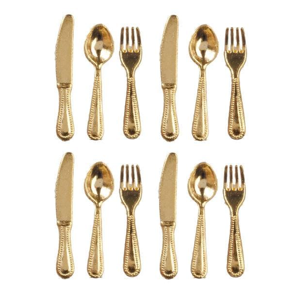 Gold Dollhouse Miniature Flatware Set
