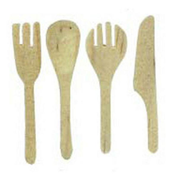 Wood Dollhouse Miniature Kitchen Utensil Set