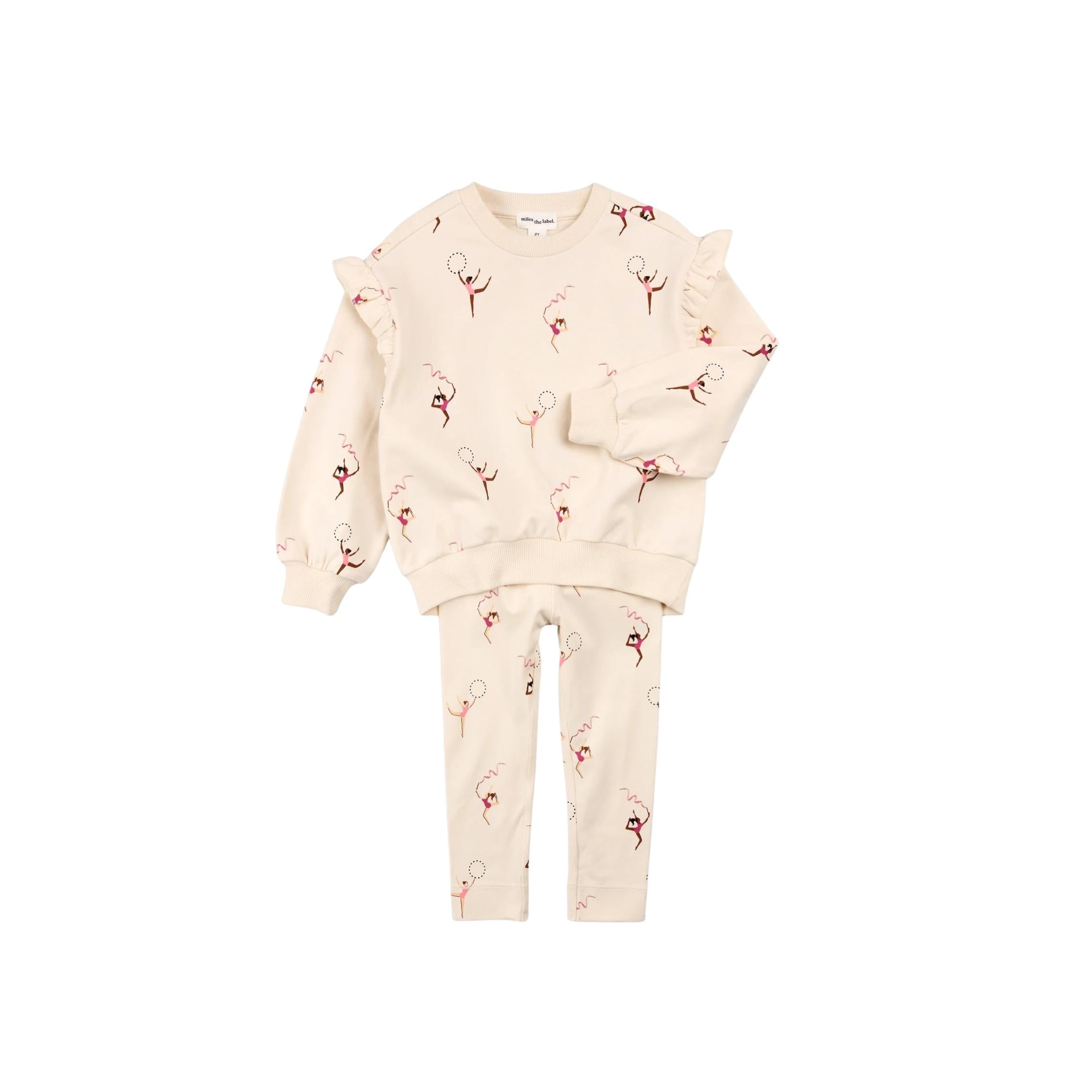 Gymnast Print Long Sleeve Shirt & Legging Set