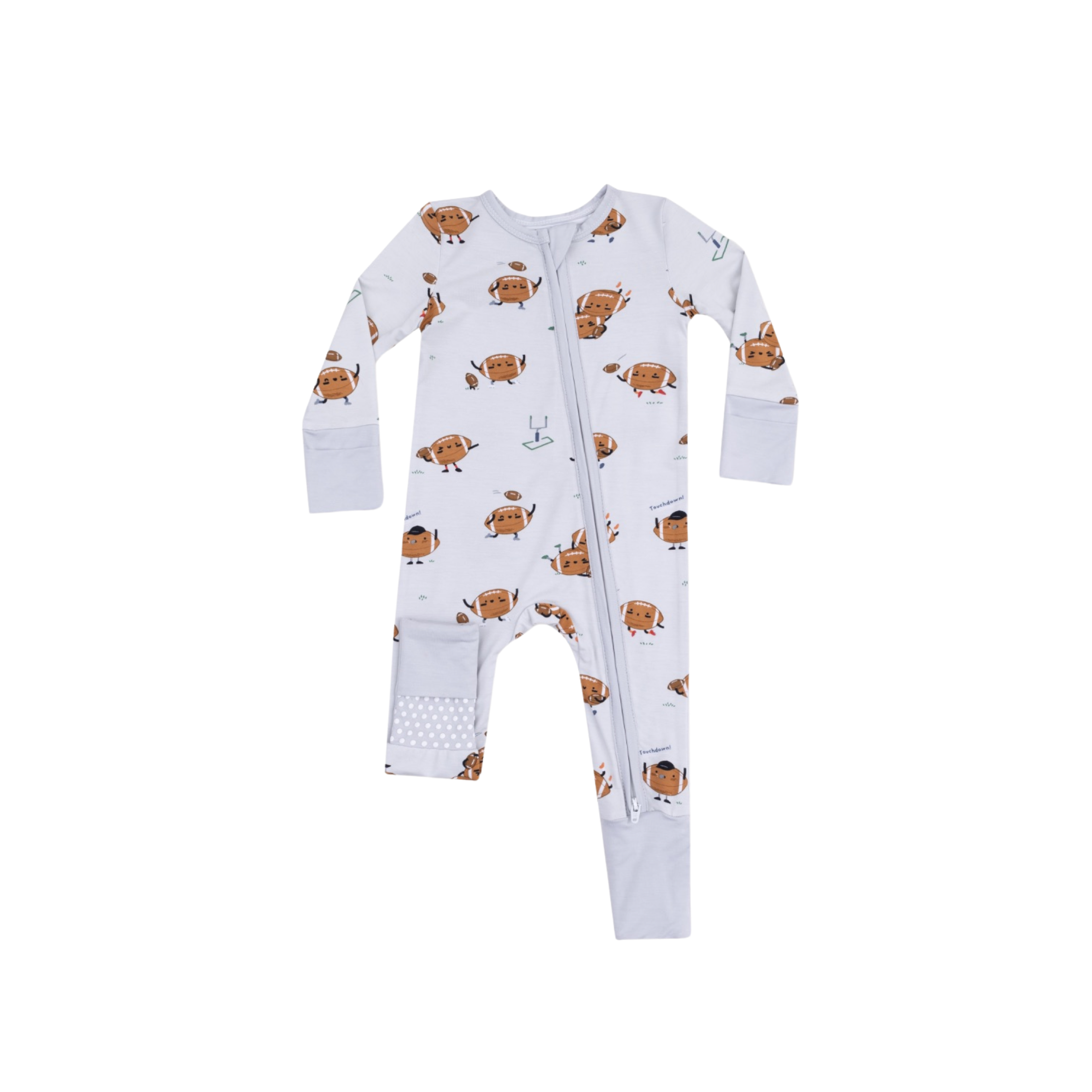 Footballs Playing Football 2 Way Zipper Romper
