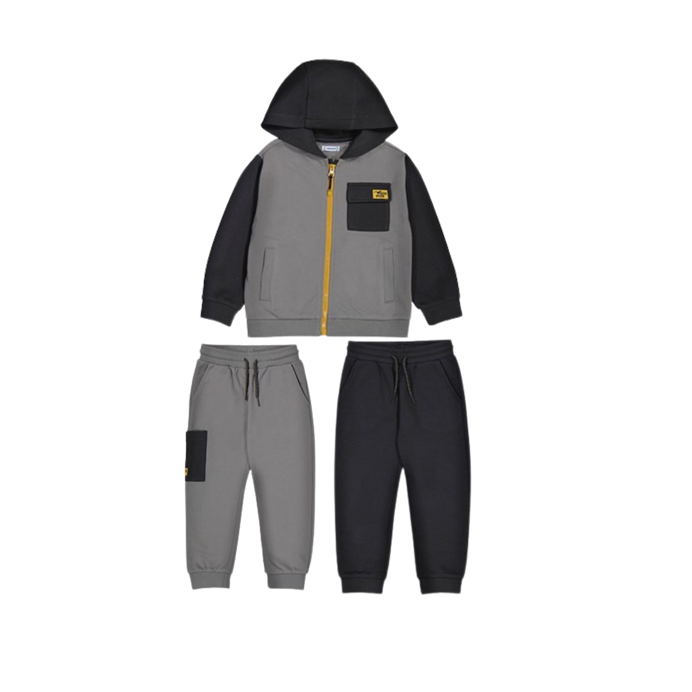 Grey & Black 3-Piece Track Suit