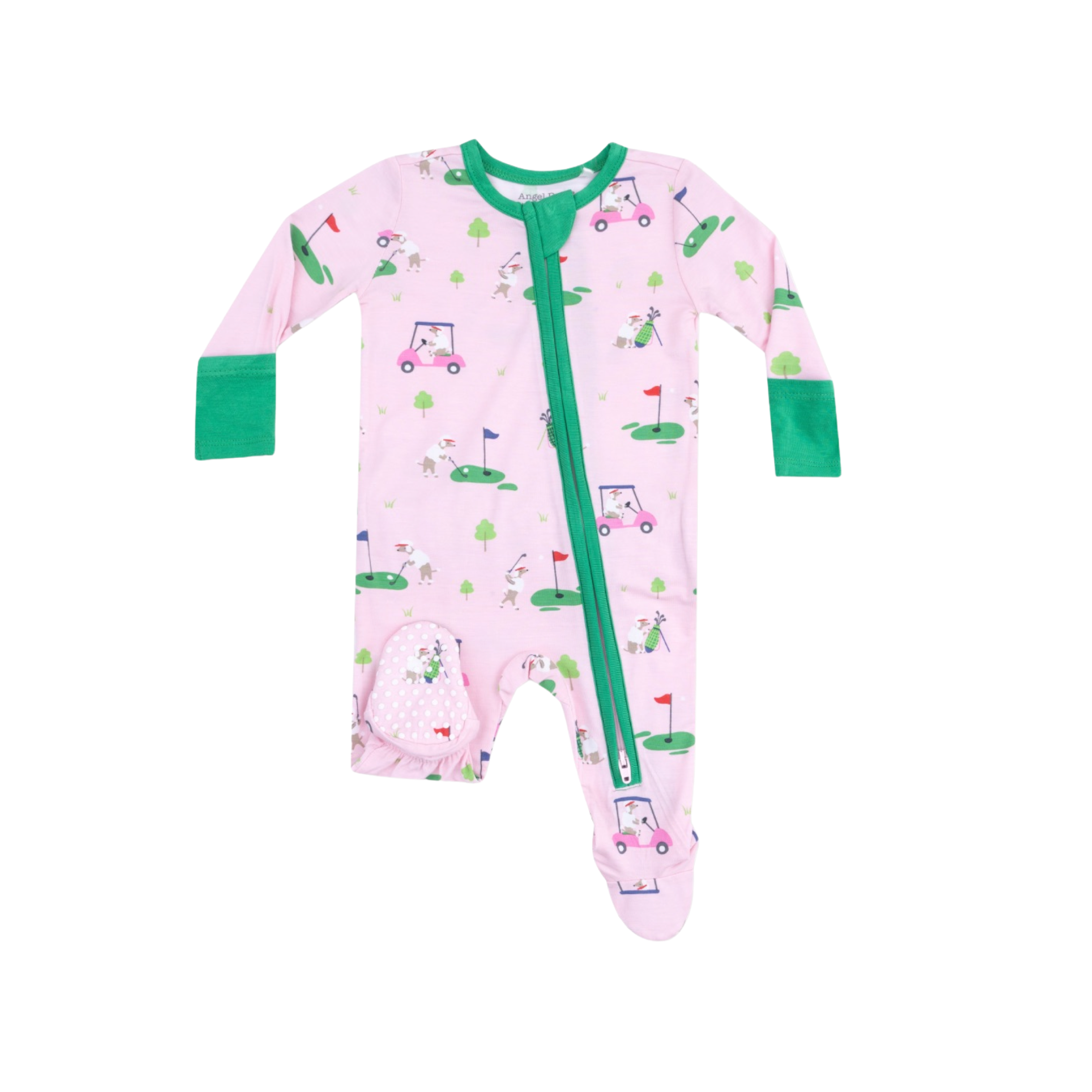 Dog Gone Golf Pink Ruffle Zipper Footie