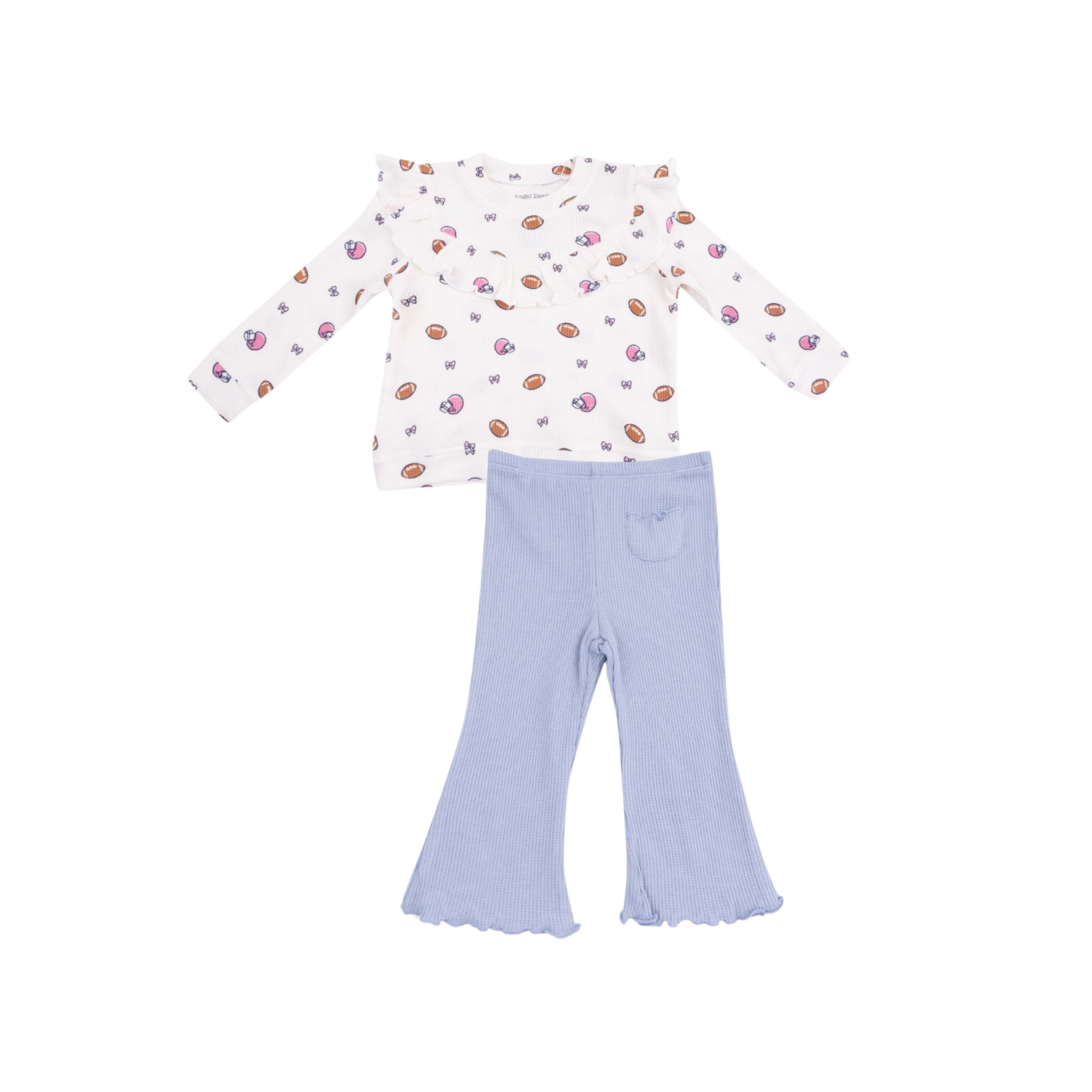 Football And Bows Waffle Top And Pant Set