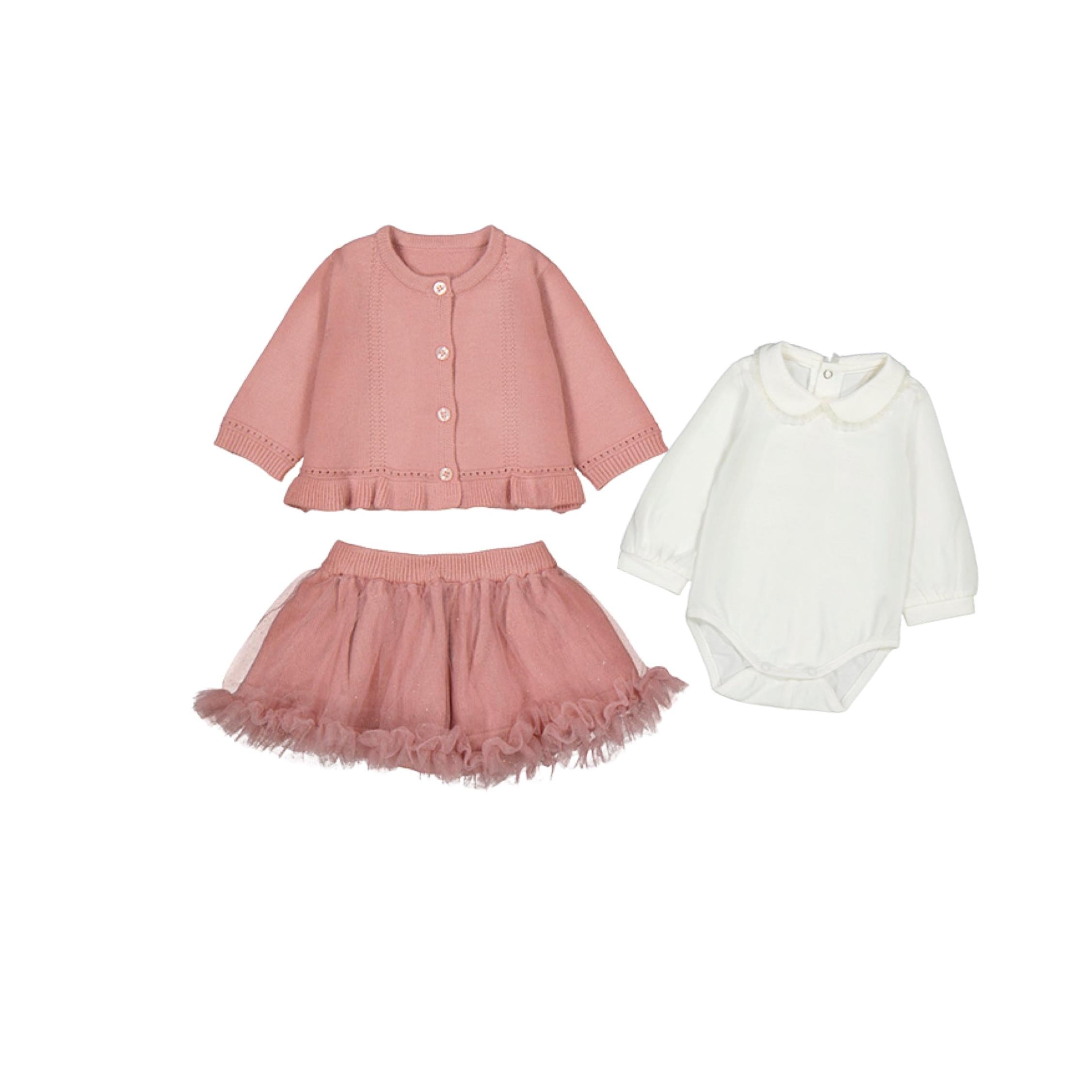 Layette Baby Girl 3-Piece Skirt & Cardigan Gift Set
