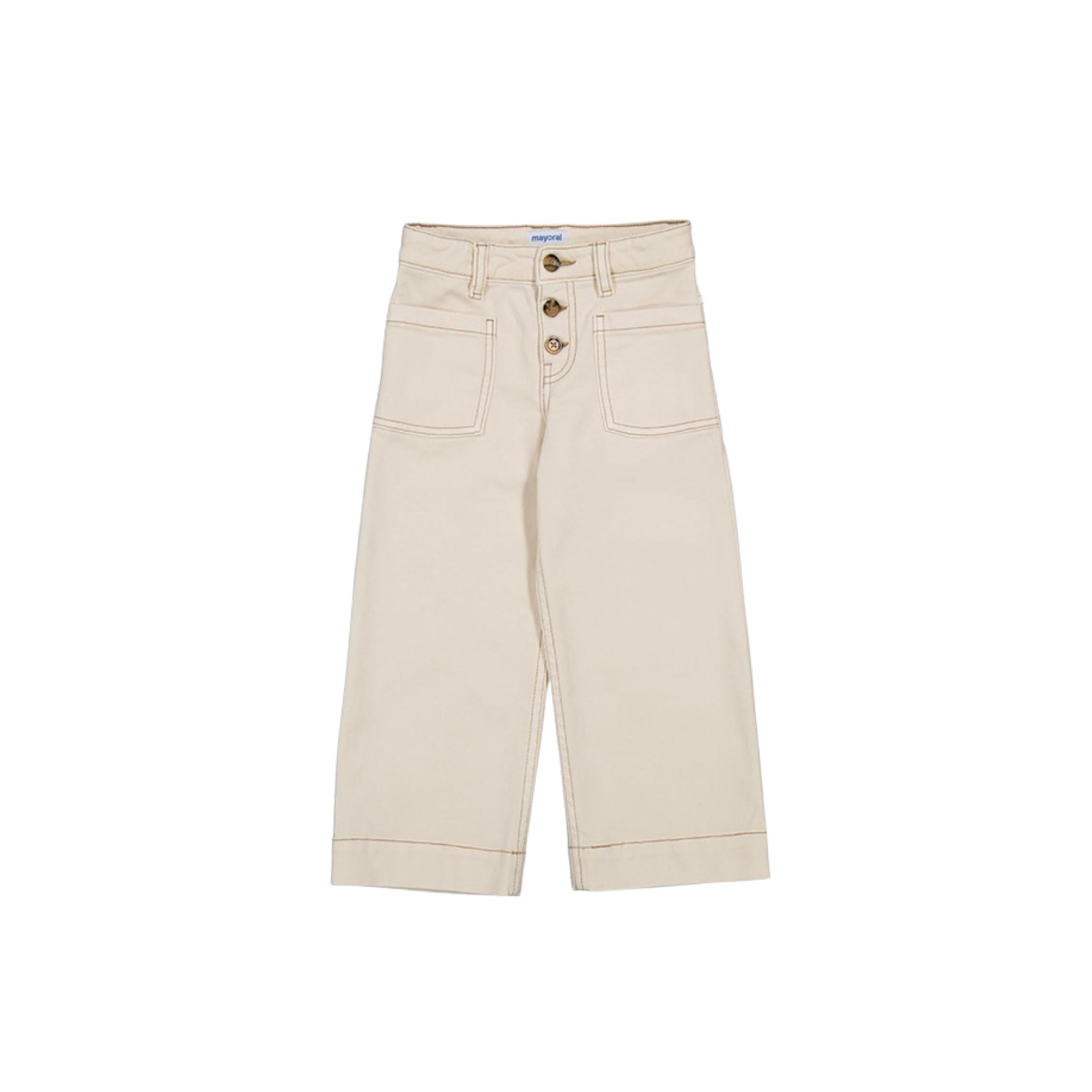 Girls’ Twill Marine Wide Leg Pants-Almond