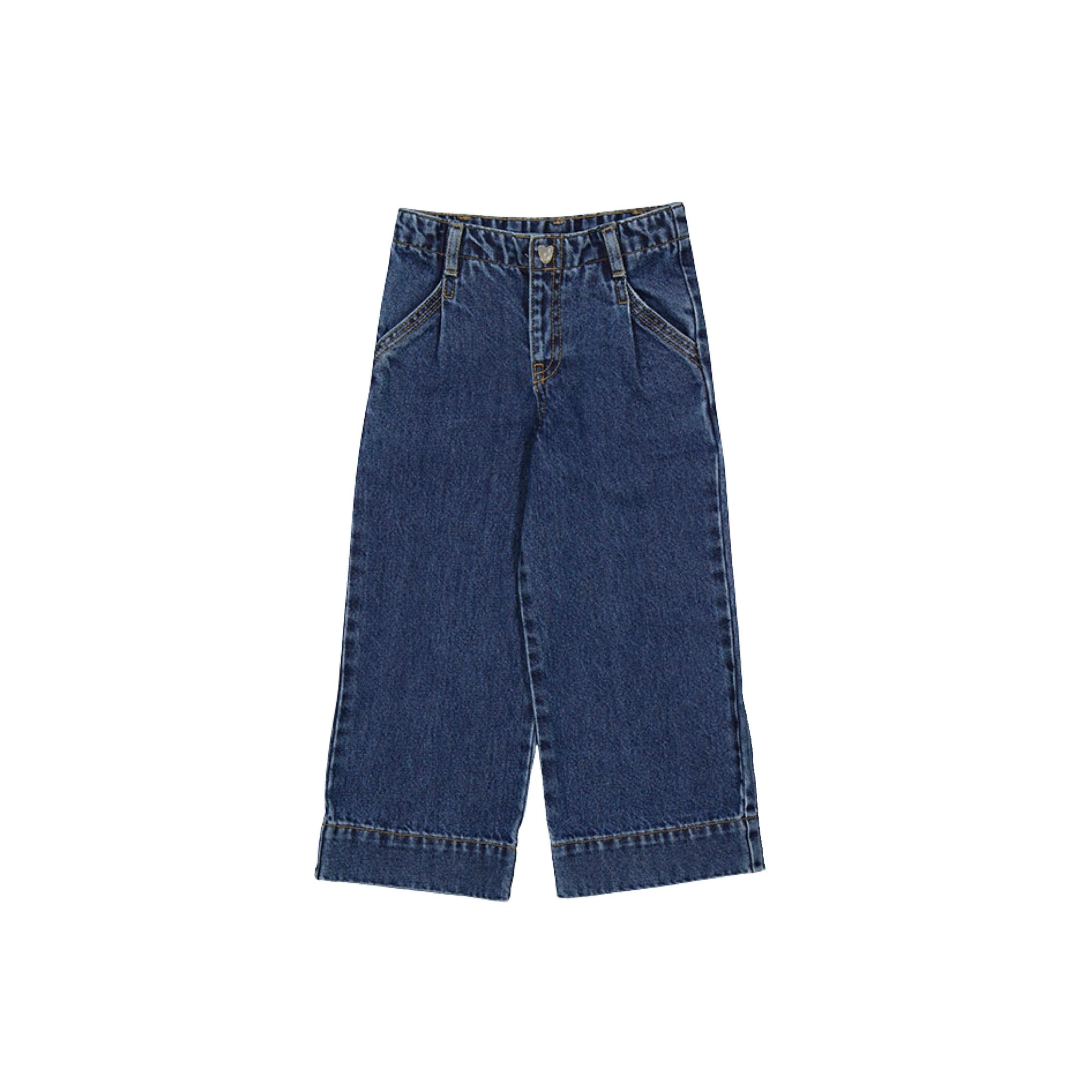 Wide Leg Dark Denim Girls’ Jeans