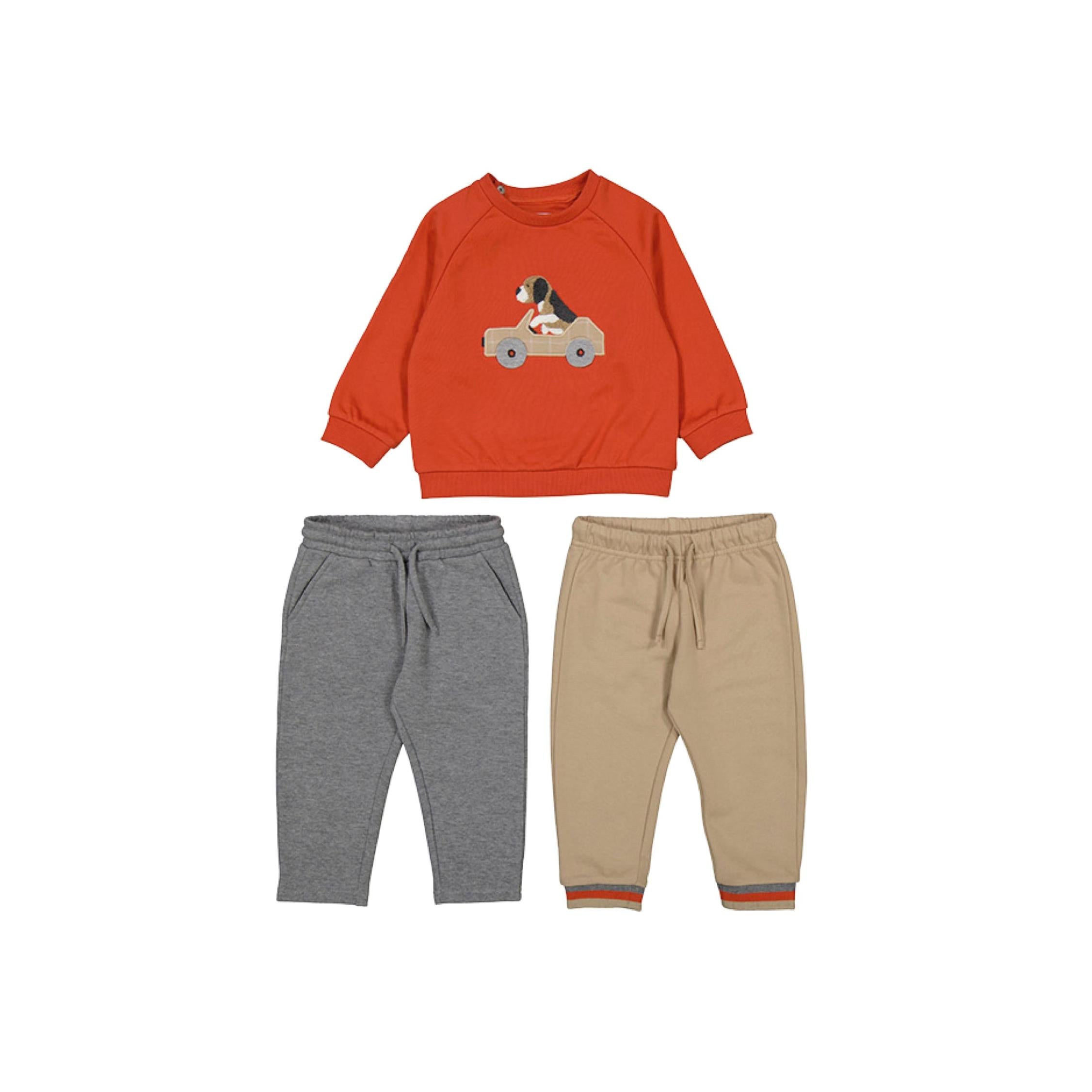 Baby Boy Puppy Motif Tracksuit - 3-Piece