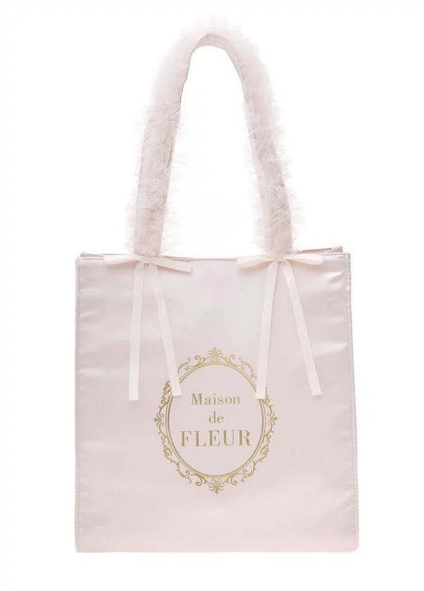 Maison De Fleur Ruffle Satin Tote Bag