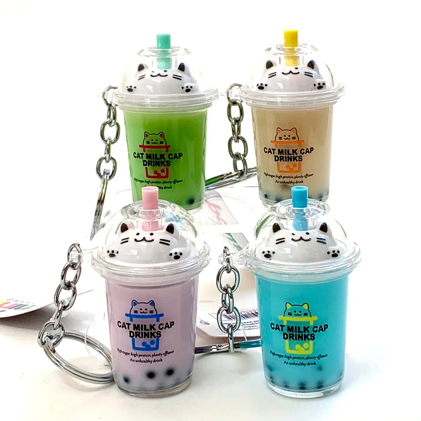 Cat Boba Tea Keychain