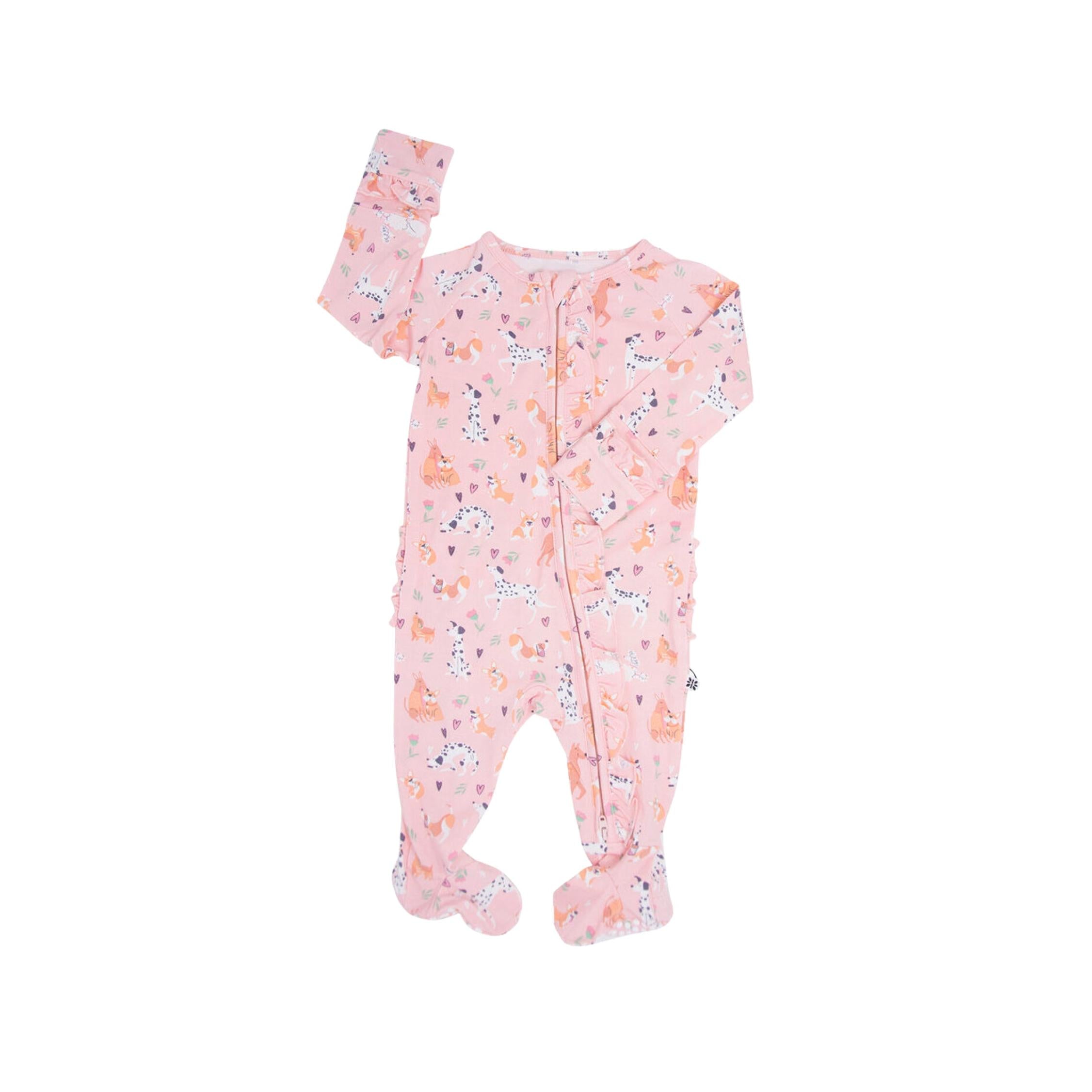 Puppy Love 2-Way Zipper Ruffle Footie