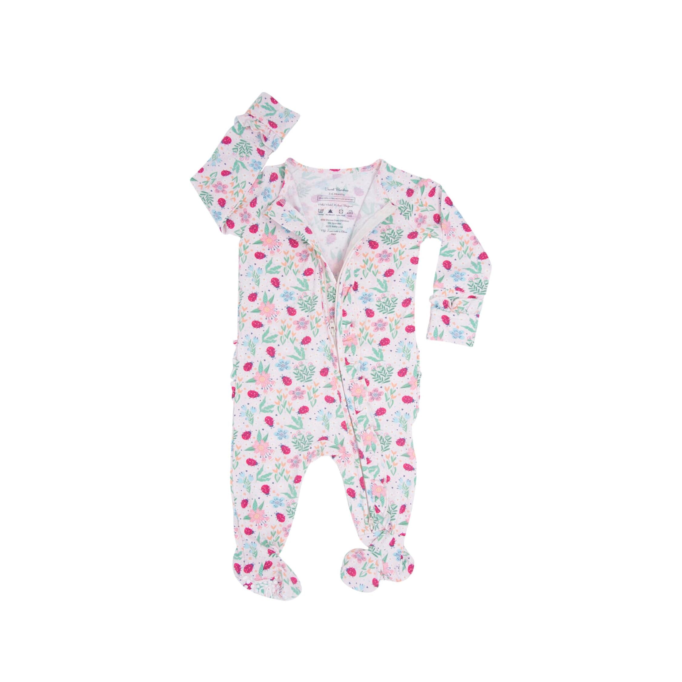 Ladybug Garden 2-Way Zipper Ruffle Footie