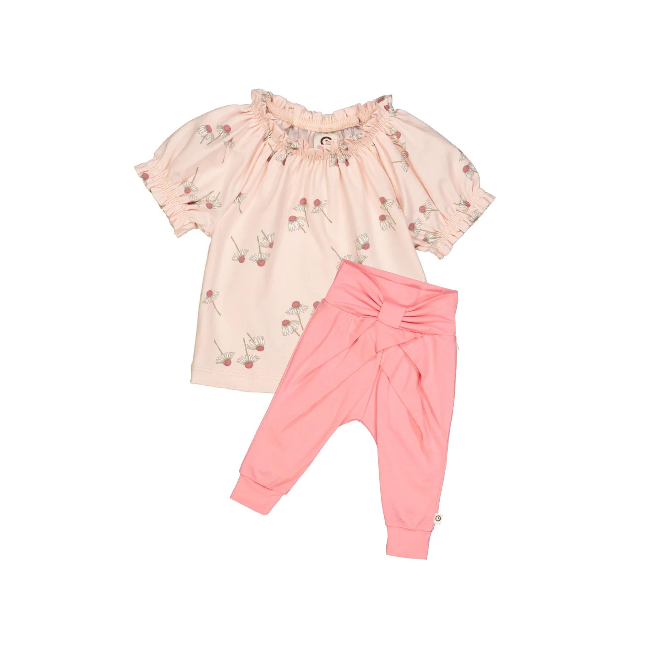 Chamomile Puff Sleeve Shirt & Bow Pant Set