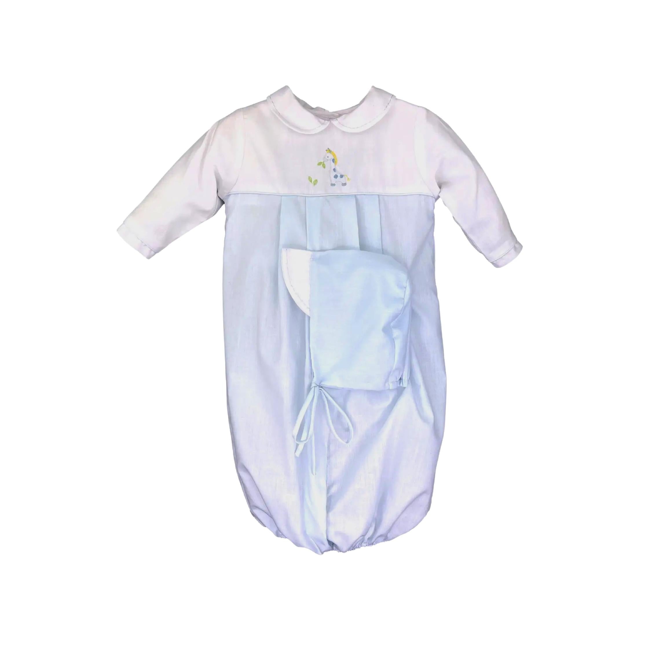 Embroidered Giraffe Smocked Convertible Gown