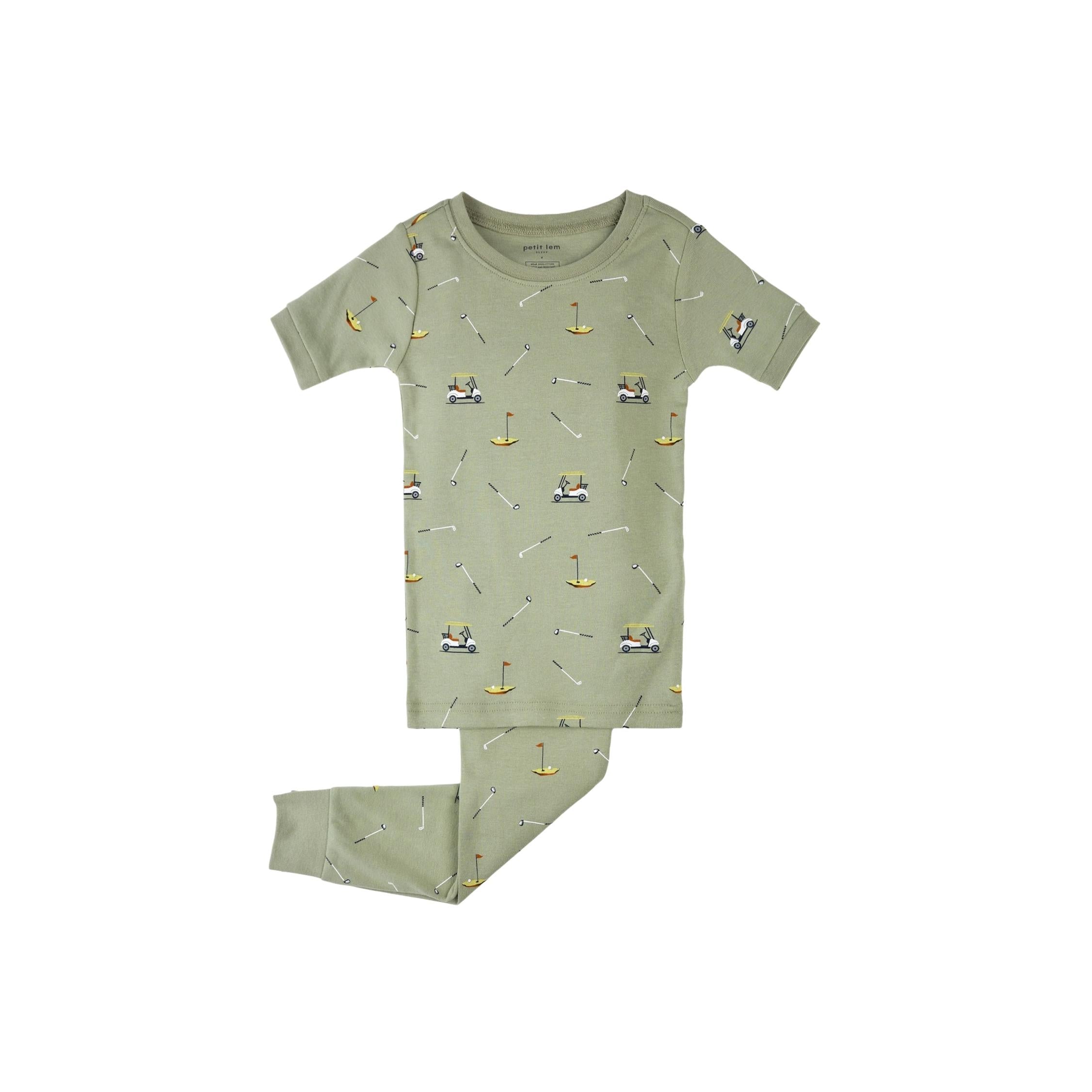Seagrass Green Golf Print Short Sleeve Pajama Set