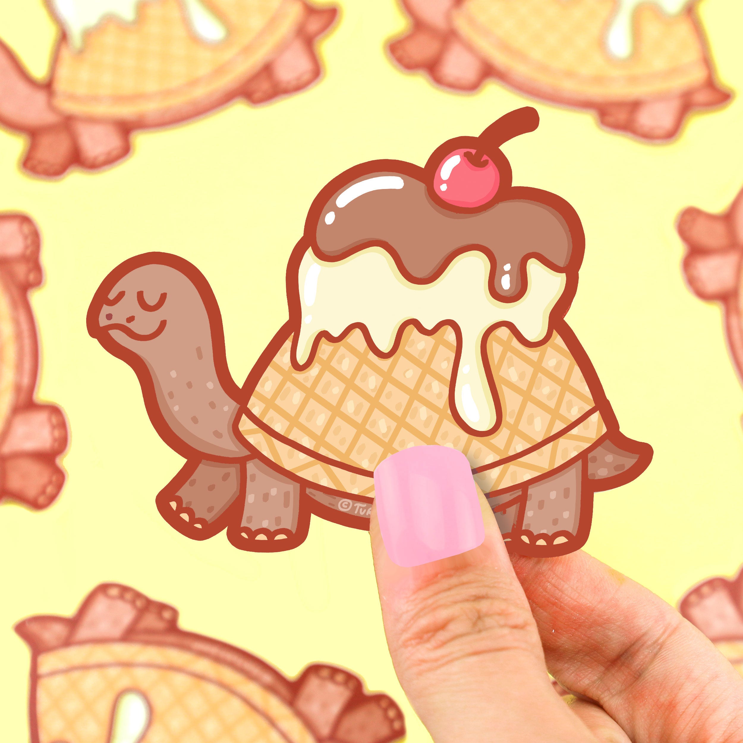 Chocolate Turtle Ice Cream Vinyl Sticker
