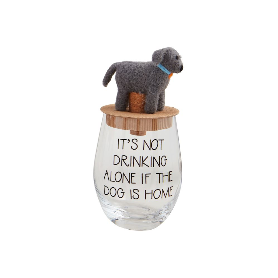 Dog Wine Glass & Topper Set