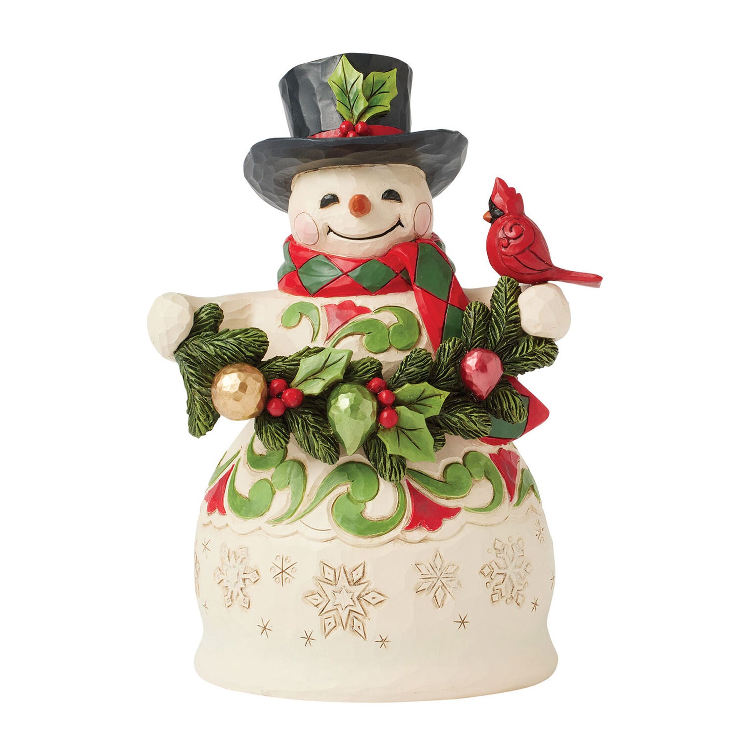 Snowman With Garland and Cardinal by Jim Shore
