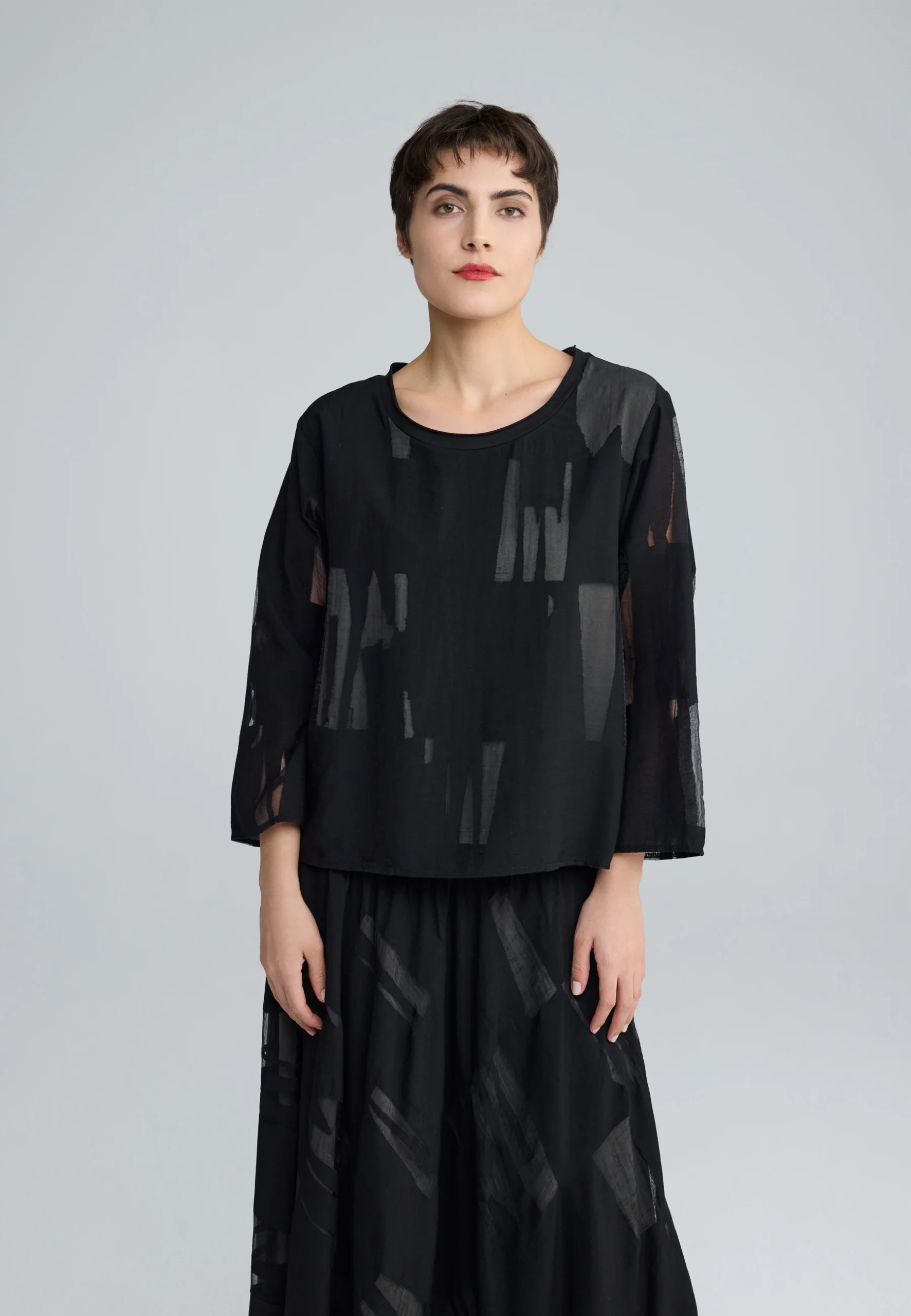 Cascade Selindra Sheer Jacquard Blouse