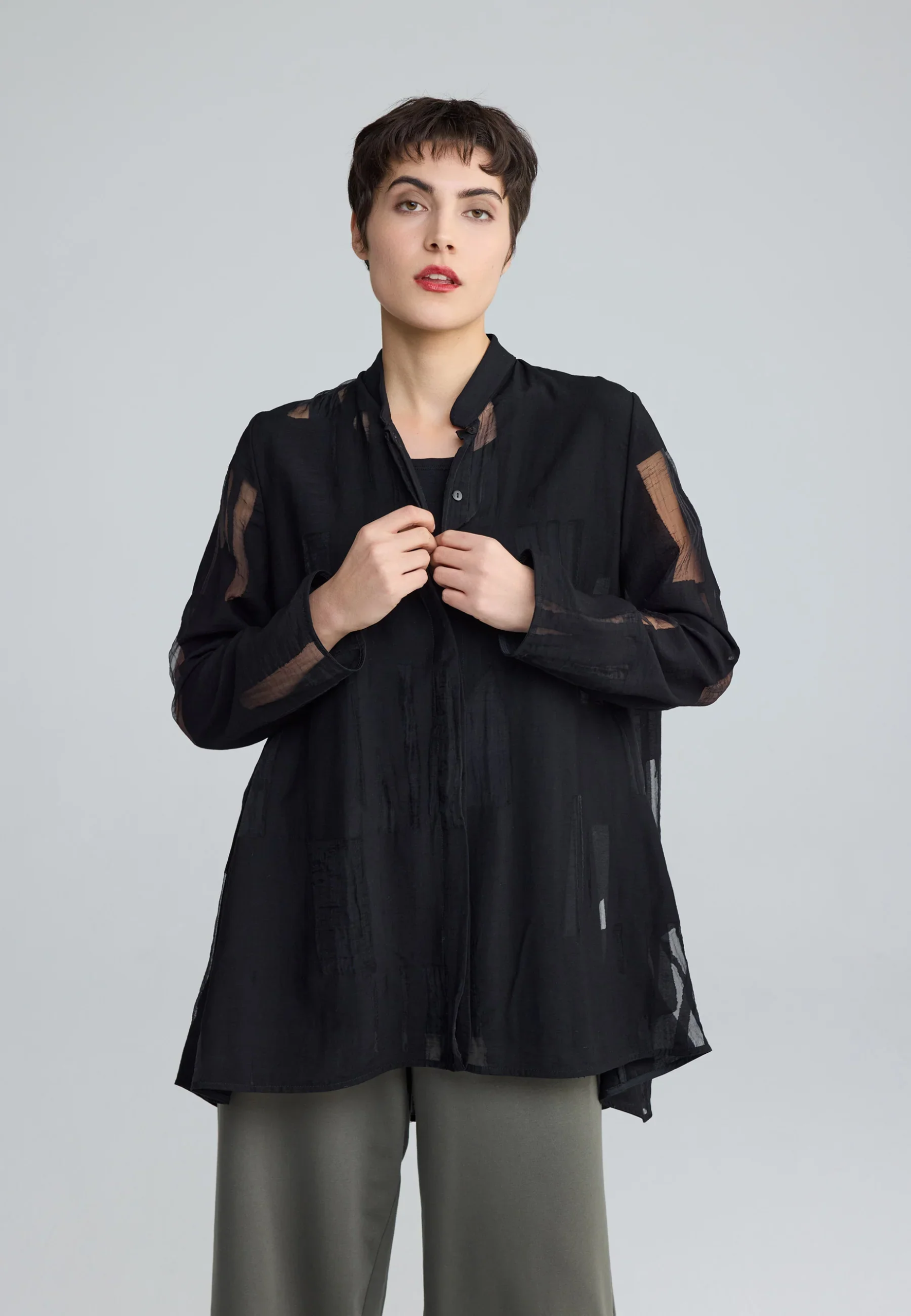 Cascade Ondine Sheer Jacquard Blouse
