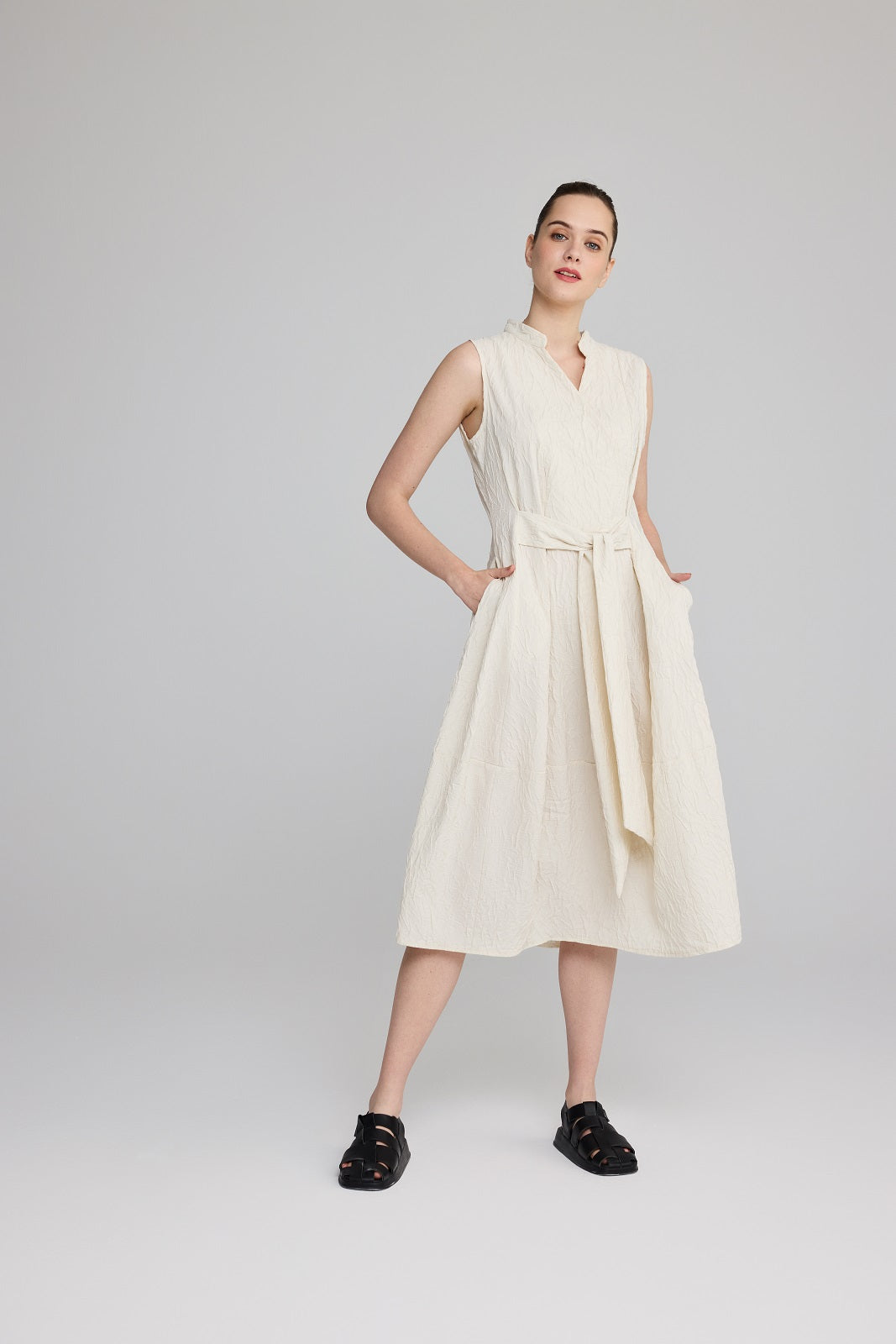 Sleeveless Crinkle Wrap Dress | 50% Off