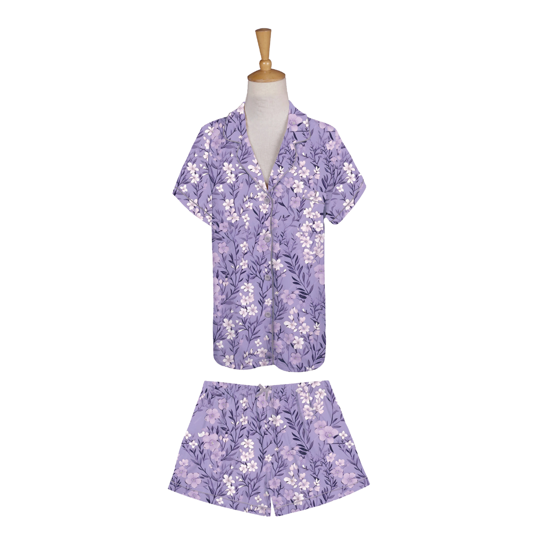 Lia Lavender Field Short Sleeve Loungewear Set