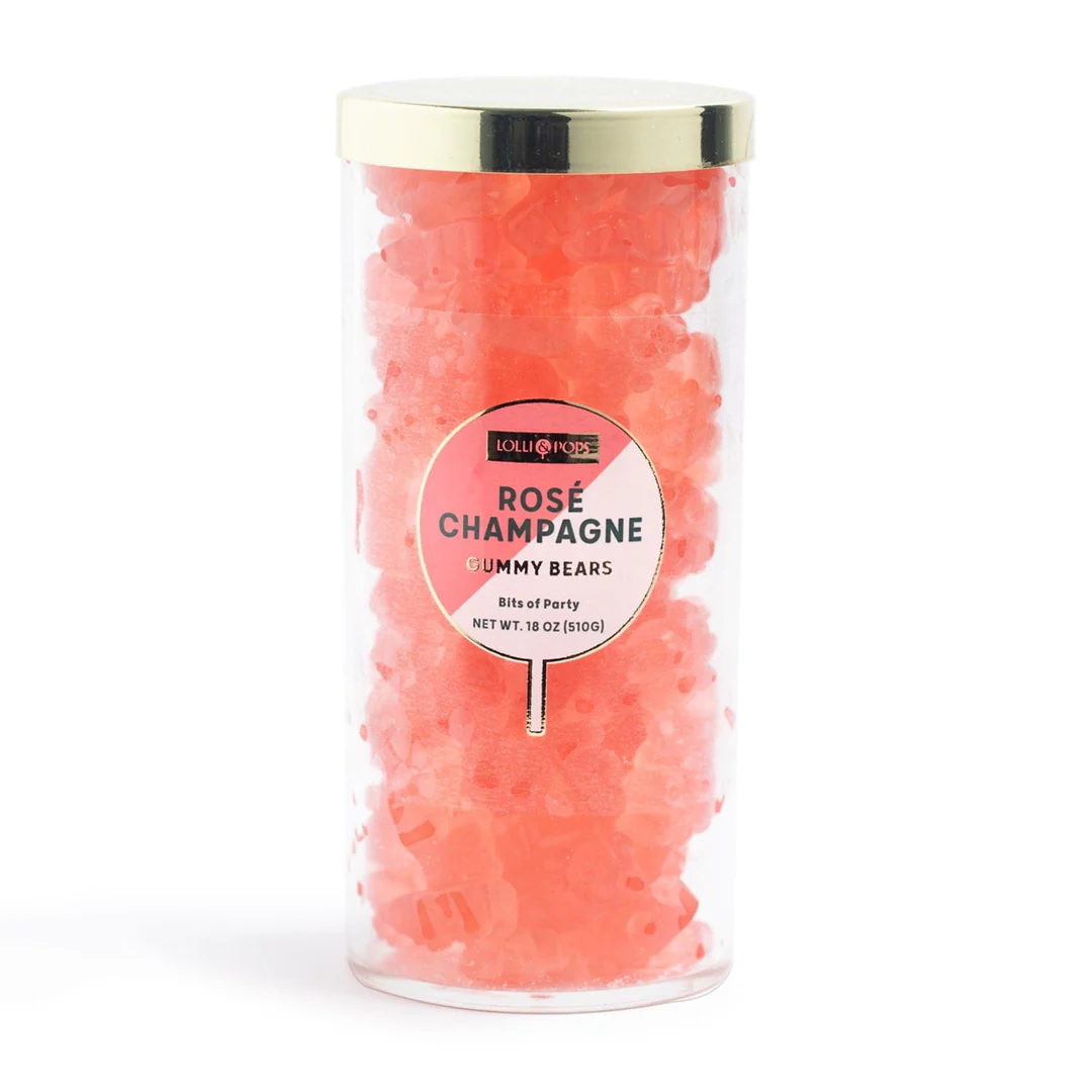 Large Rose Champagne Gummy Bears Tube