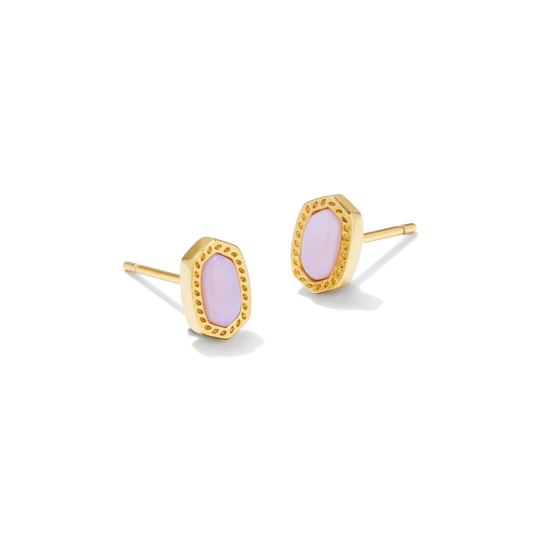 Kendra Scott Mini Ellie Gold Stud Earrings in Pink Opalite Crystal