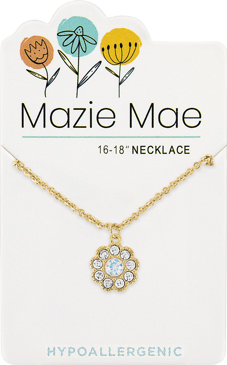 Gold White Opal Flower Necklace