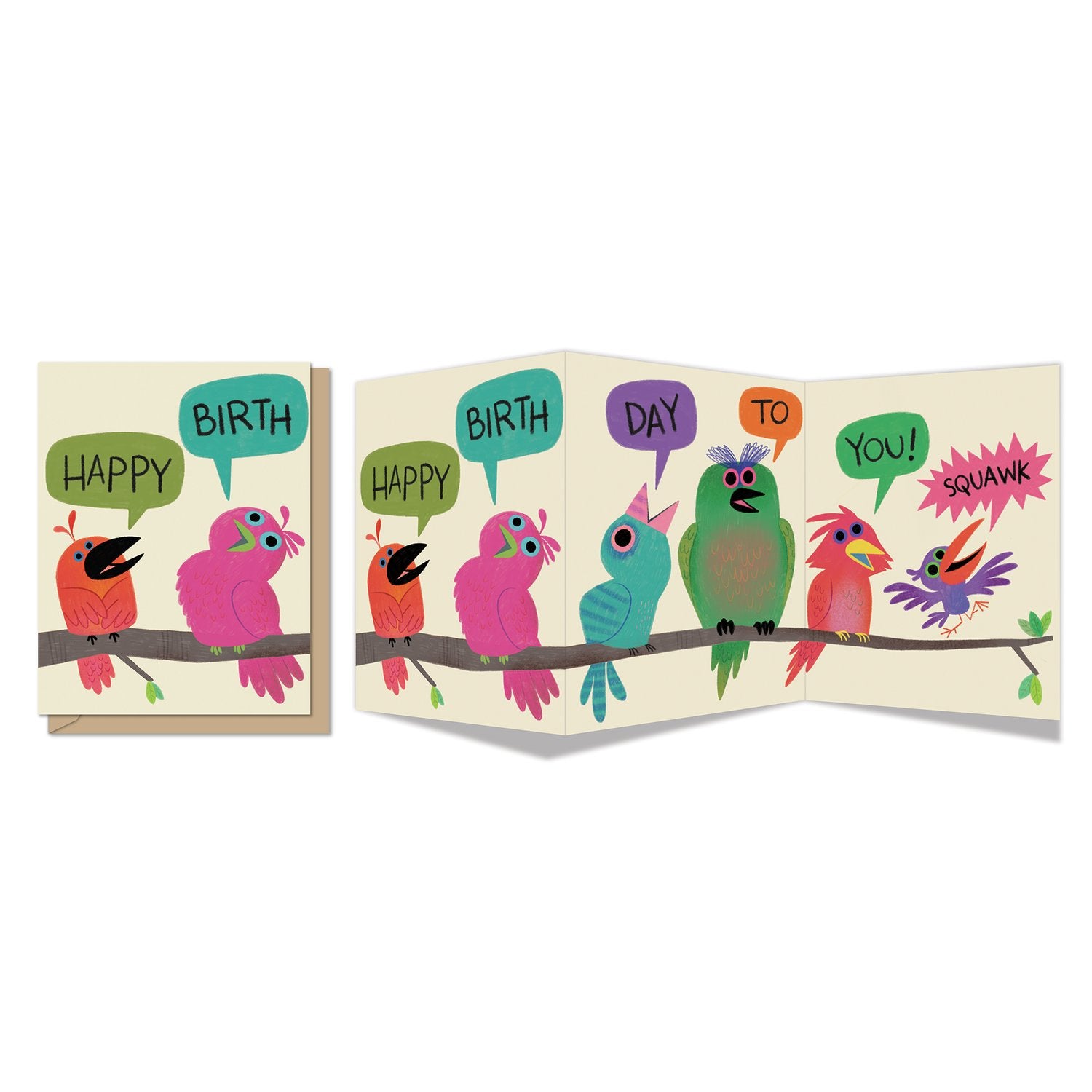 Birds on a Limb Tri-fold B'day Card