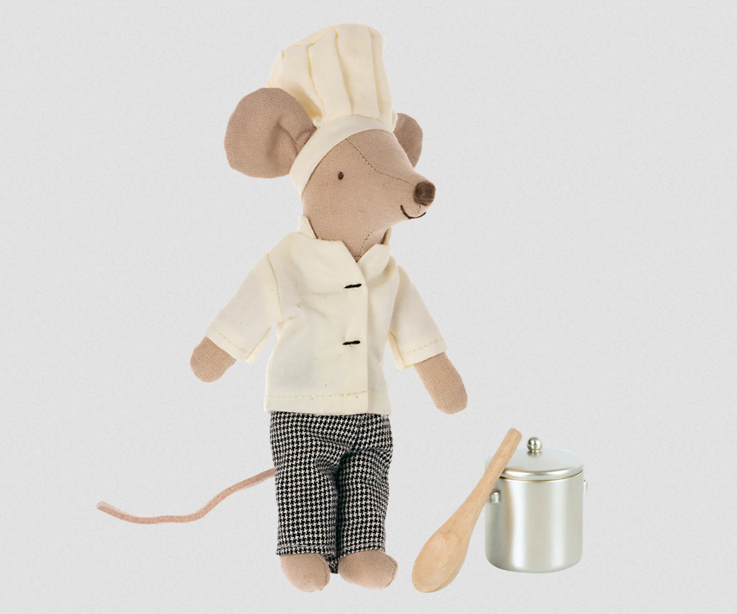 Chef Mouse with Soup Pot & Spoon