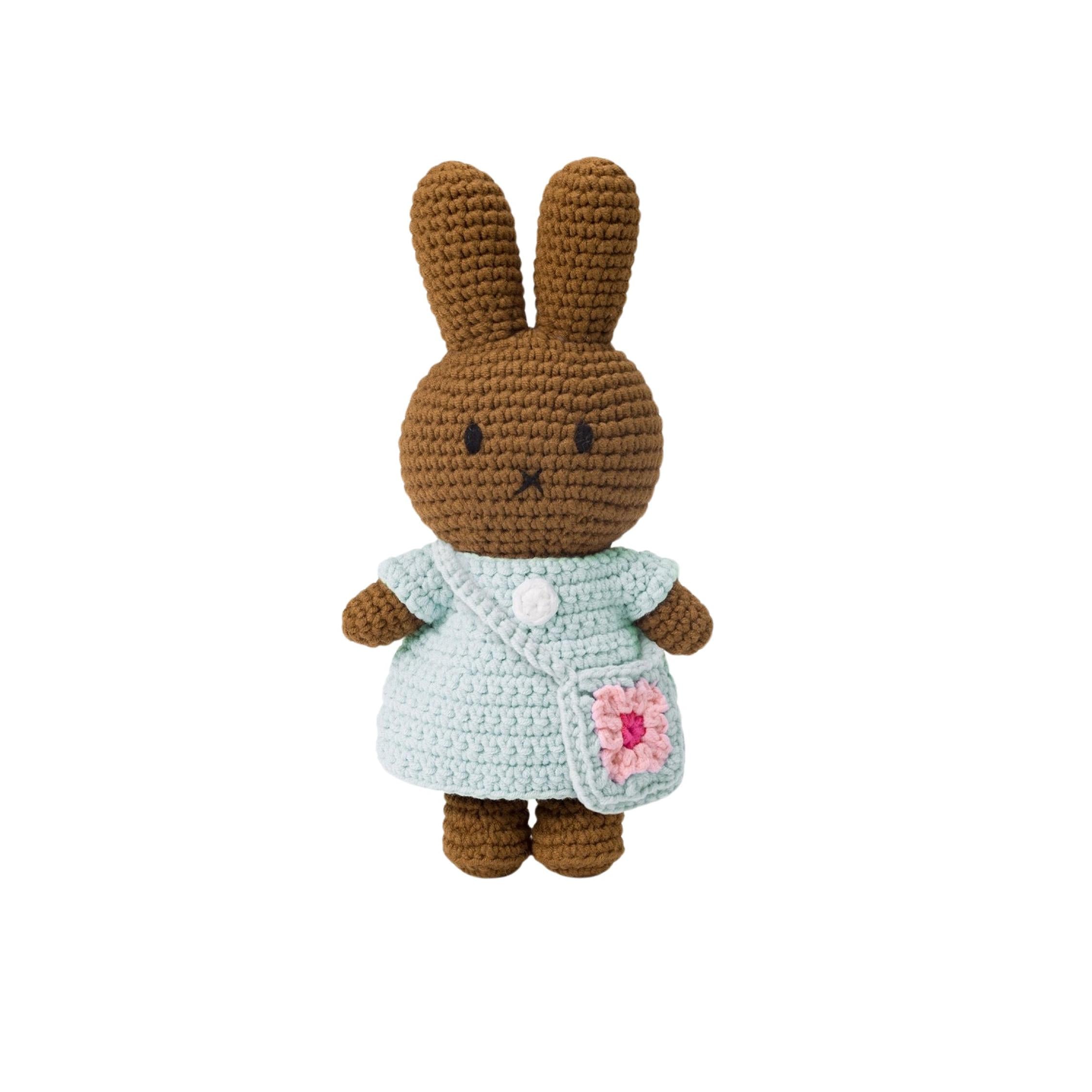 Melanie Bunny with Mint Dress and Purse Crocheted Plush