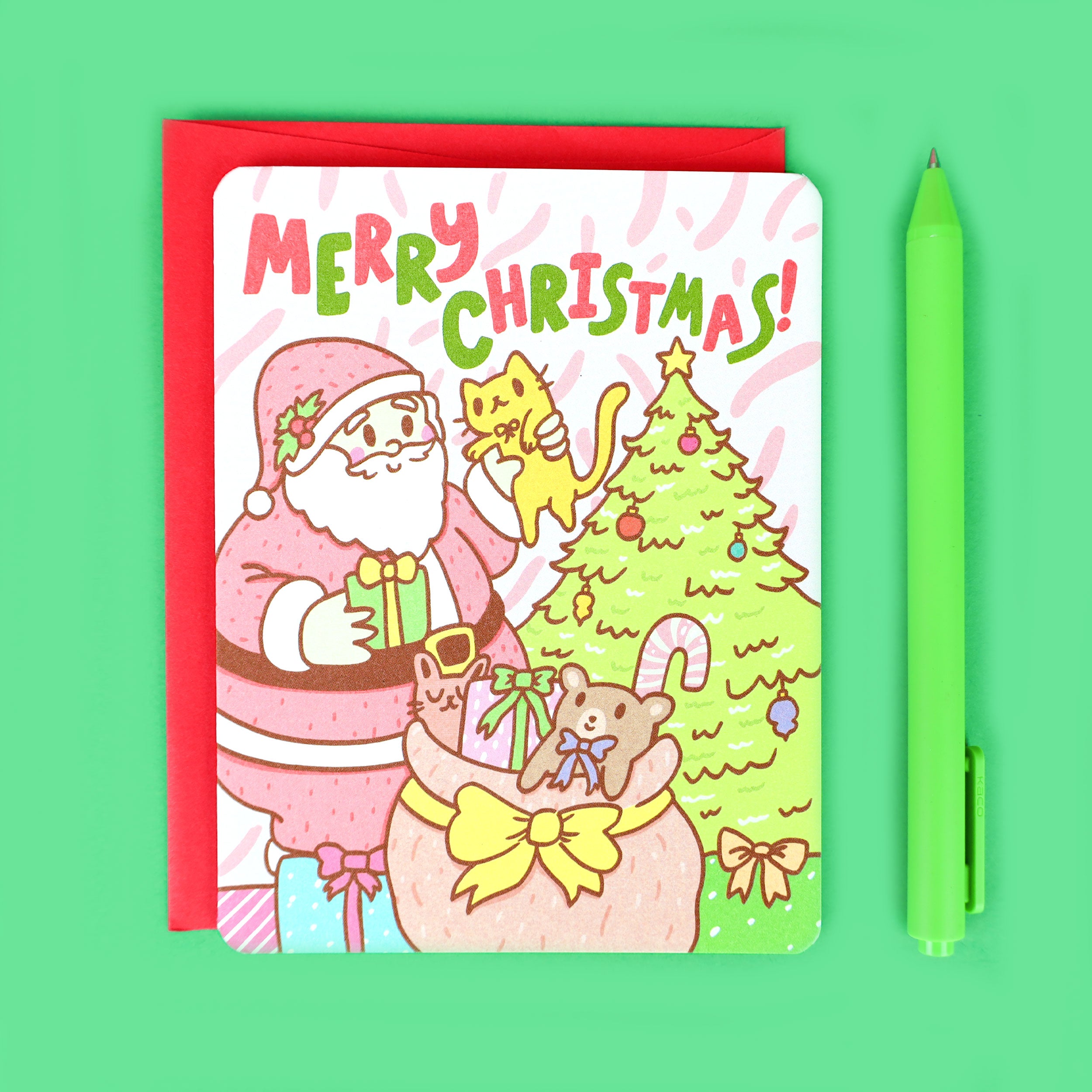 Merry Christmas Santa Cute Holiday Art Card