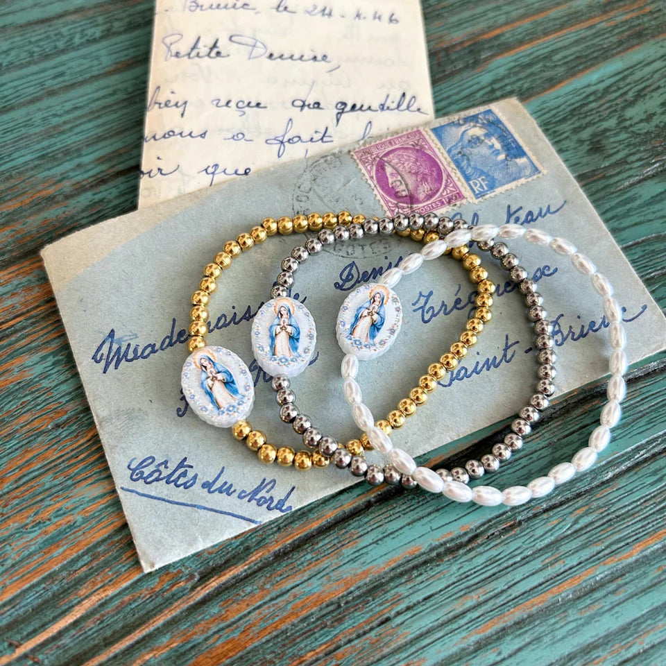 Holy Water Miraculous Mary Bracelet in Gold