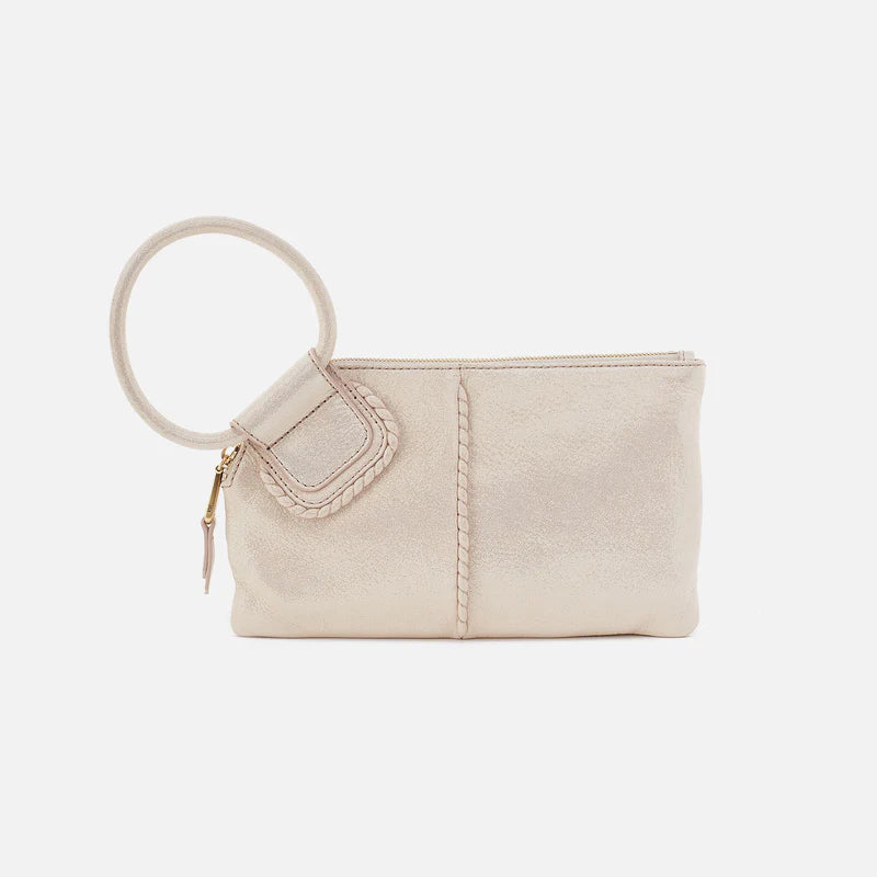 HOBO Sable Wristlet in Sand Shimmer Metallic Leather