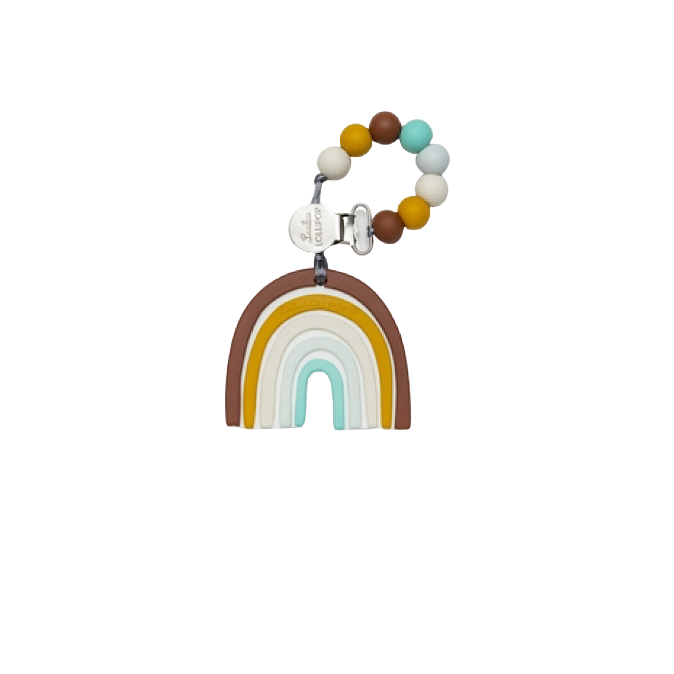 Neutral Rainbow Silicone Teether Clip