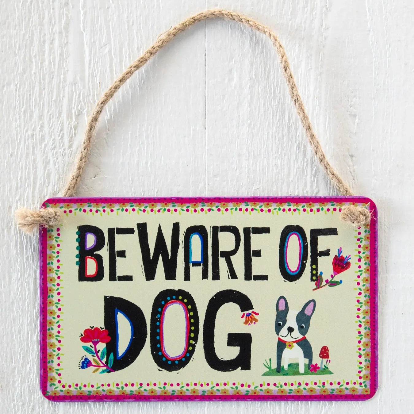 Beware of Dog Metal Fence Sign