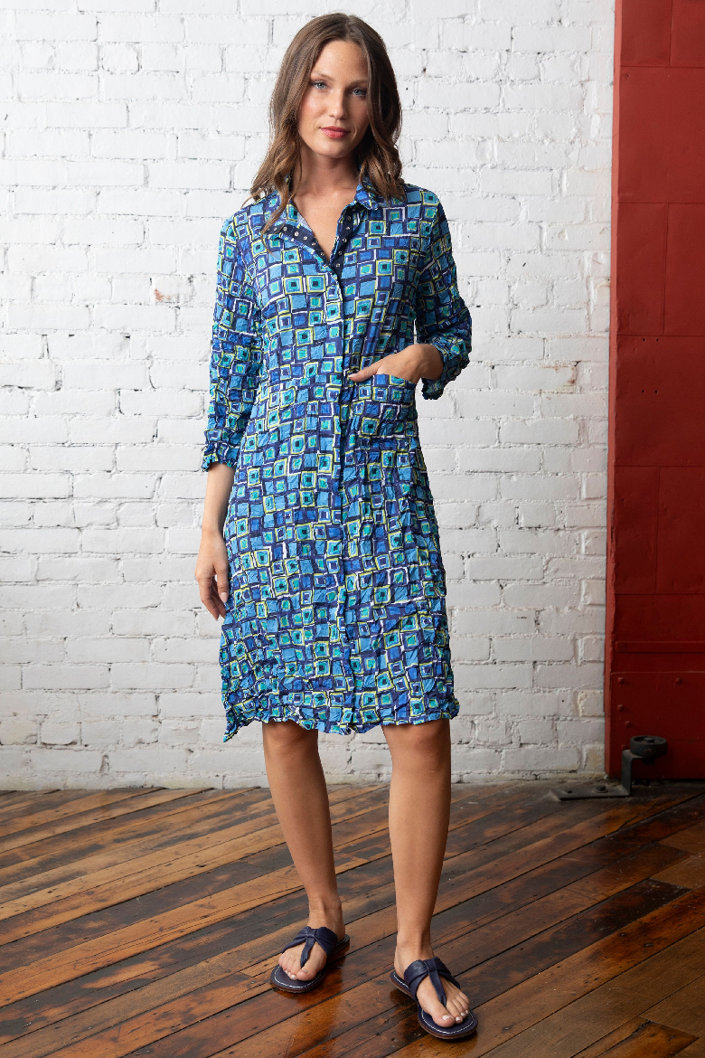 Crimped Crepe Shirt Dress | 50% Off