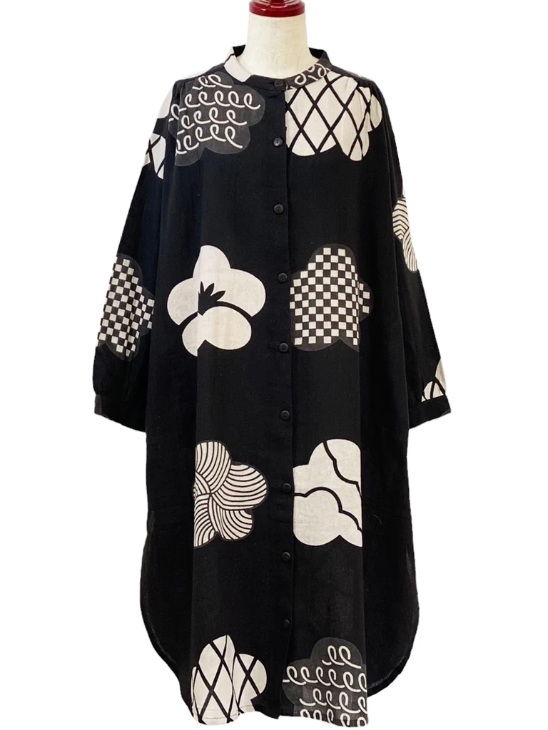 Ume Print Button Front Dress | 50% Off
