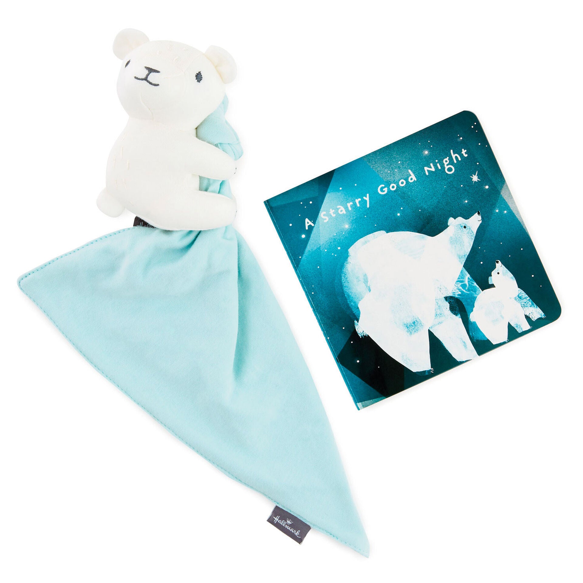 A Starry Good Night Board Book and Polar Bear Lovey Blanket Set