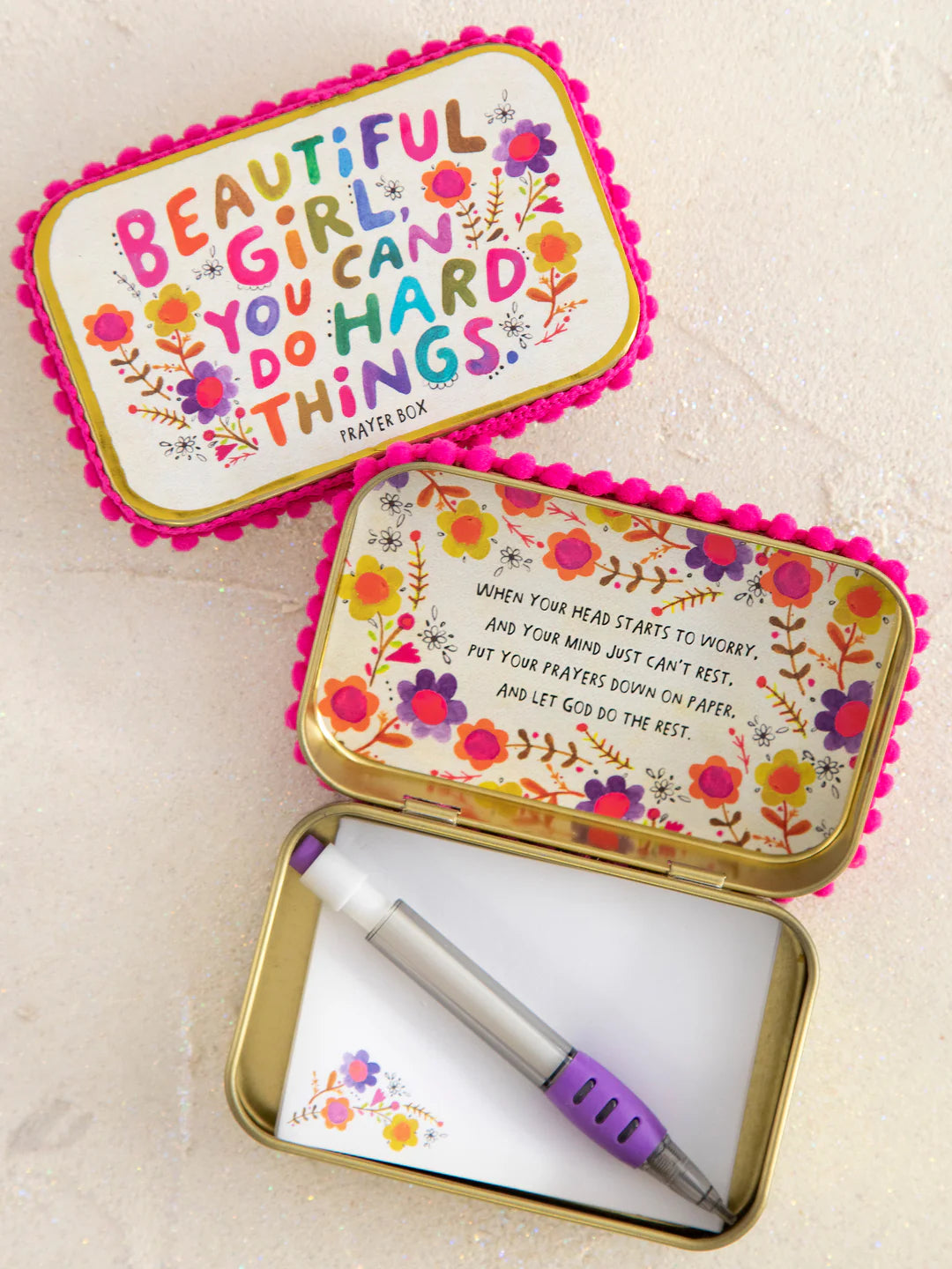 Beautiful Girl Tin Prayer Box