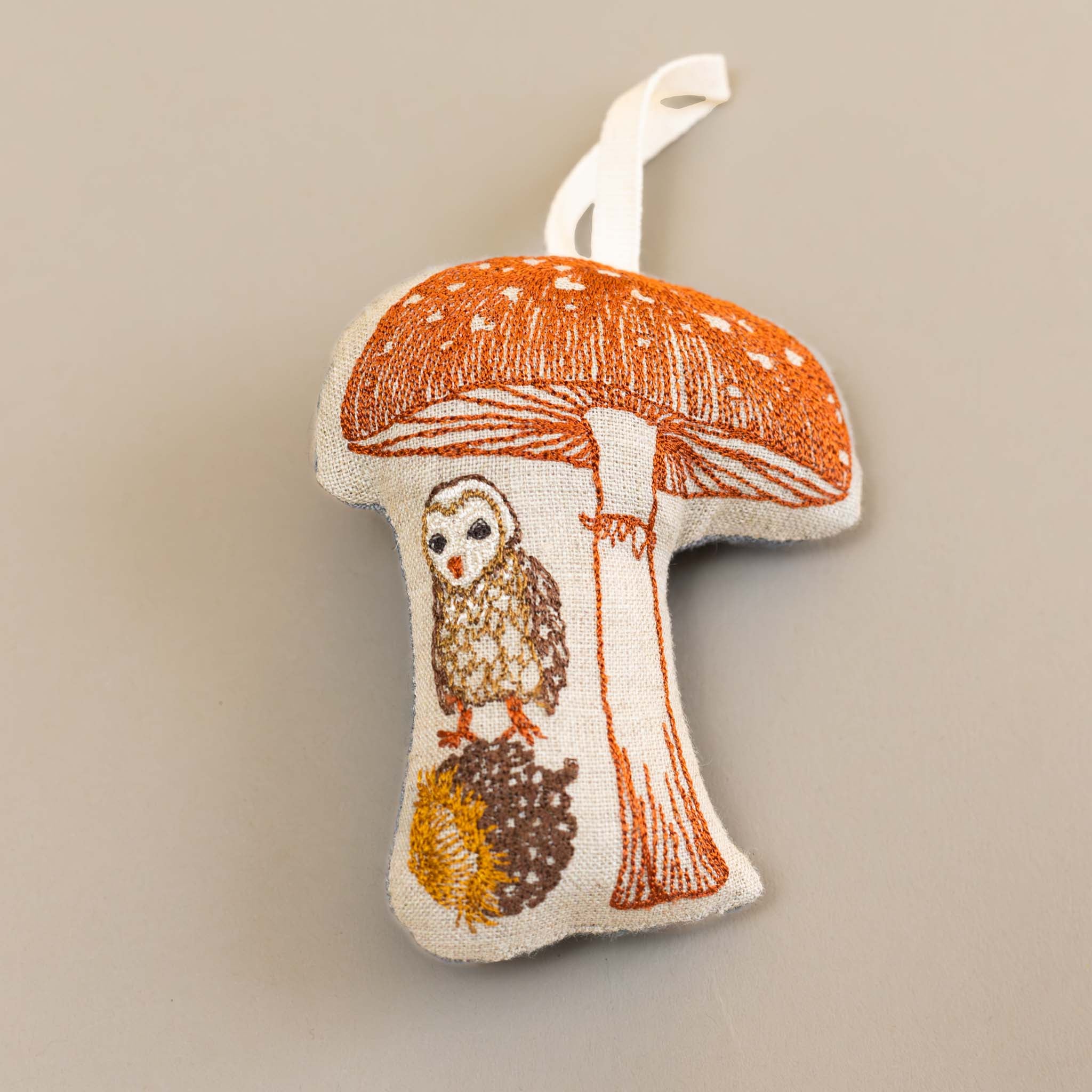 Embroidered Ornament | Mushroom Owl