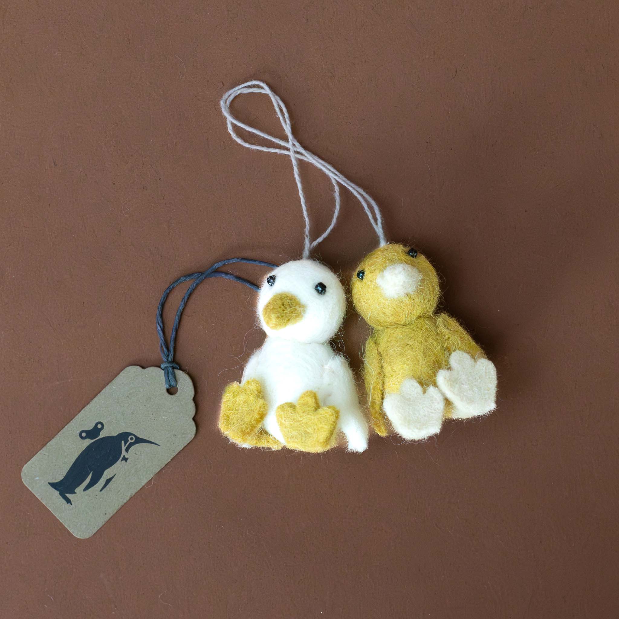 Felted Duck Chick Ornament Set